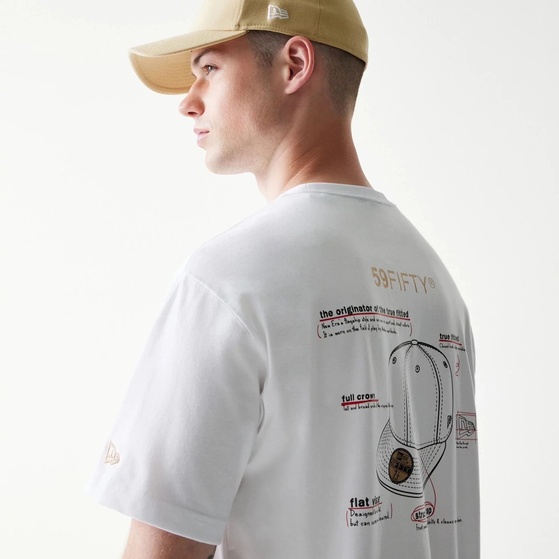59FIFTY Fitted Cap Description Graphic White T-Shirt - Image 5