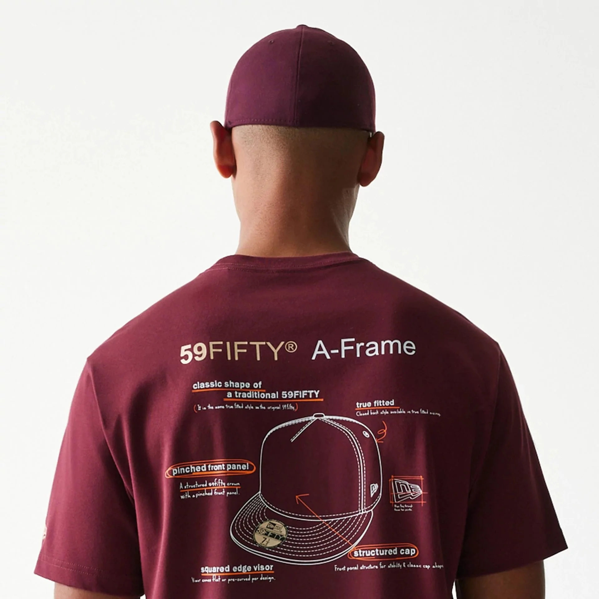 A-Frame 59FIFTY Fitted Cap Description Graphic Dark Red T-Shirt - Image 7