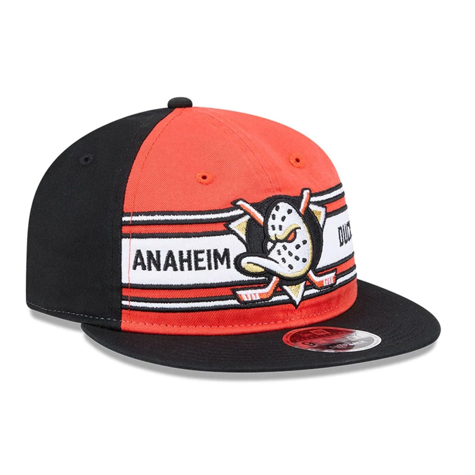 Anaheim Ducks NHL Team Stripes Orange Retro Crown 9FIFTY Adjustable Cap - Image 3