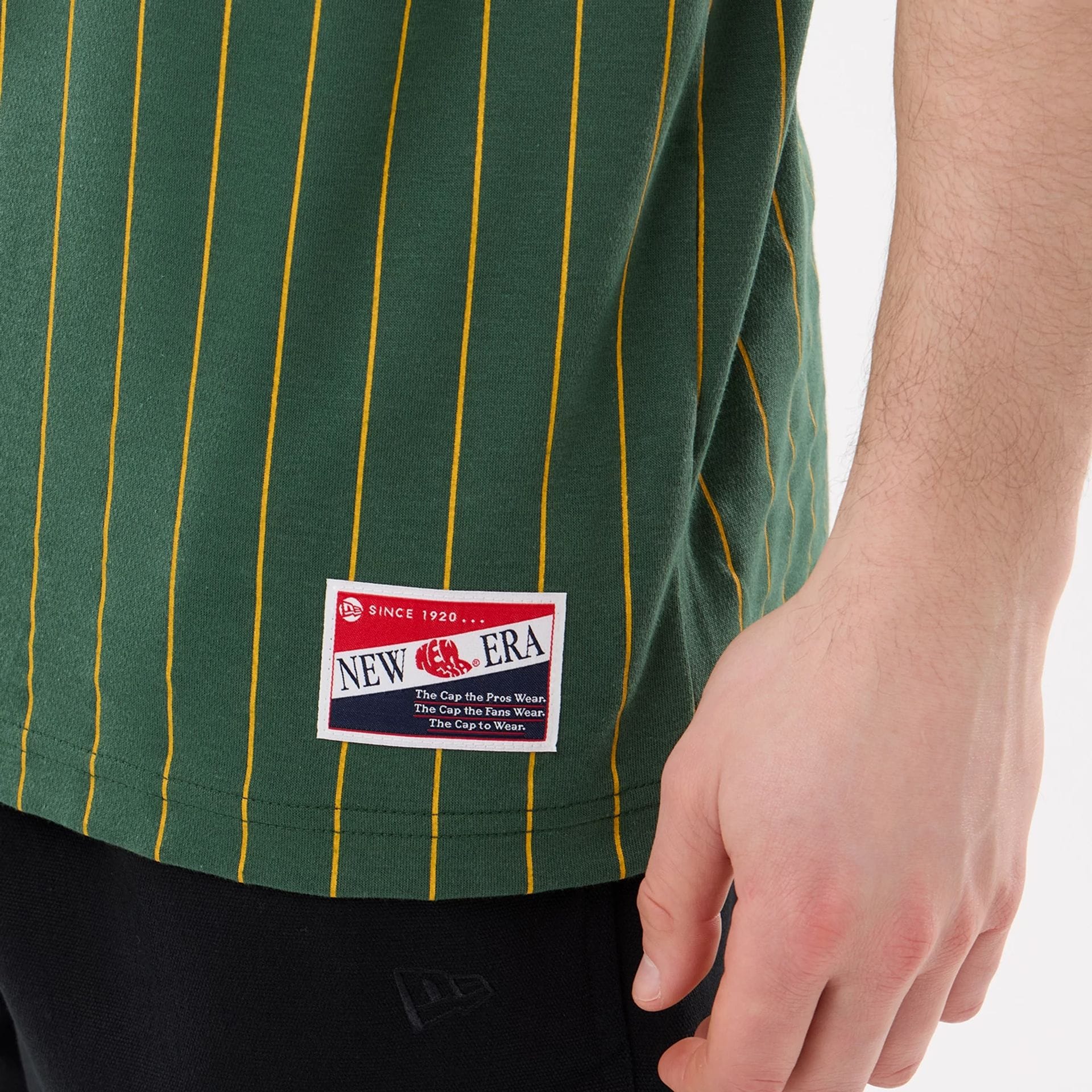 Athletics MLB Pinstripe Dark Green T-Shirt - Image 4