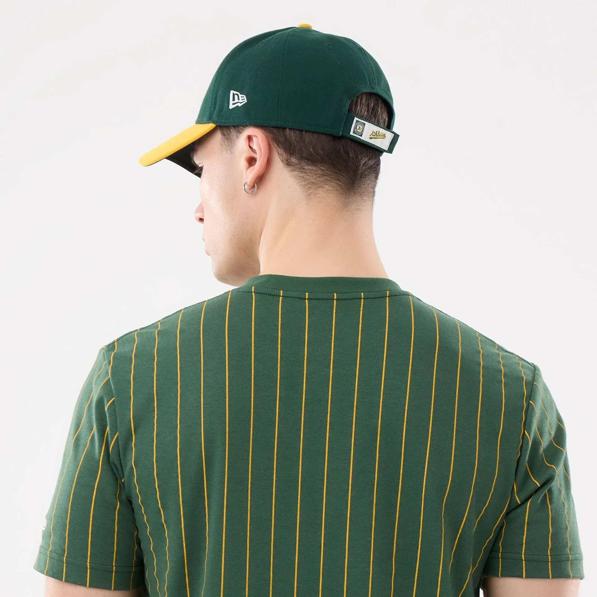 Athletics MLB Pinstripe Dark Green T-Shirt - Image 5