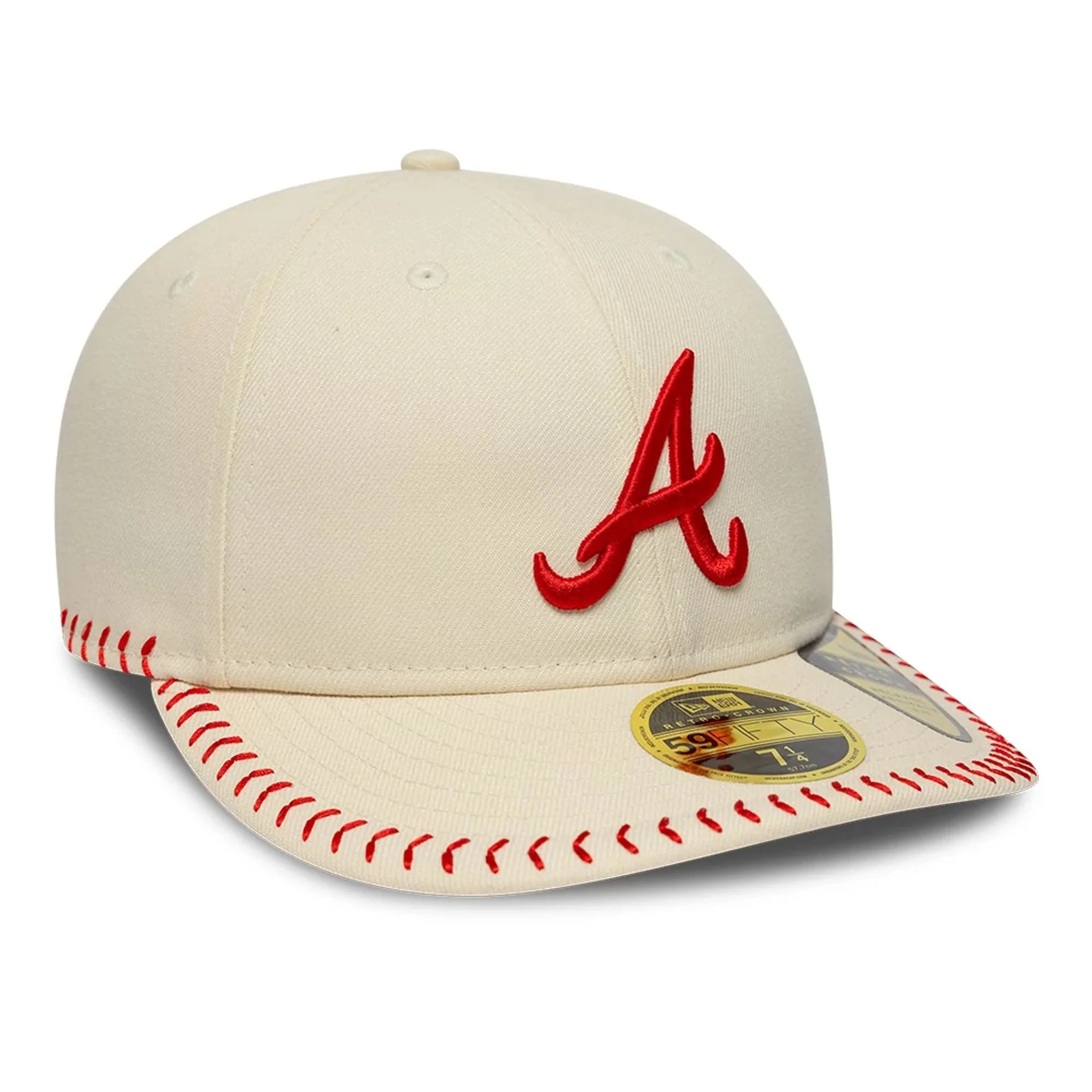 Atlanta Braves MLB Baseball Stitch Cream Retro Crown 59FIFTY Fitted Cap - Image 3