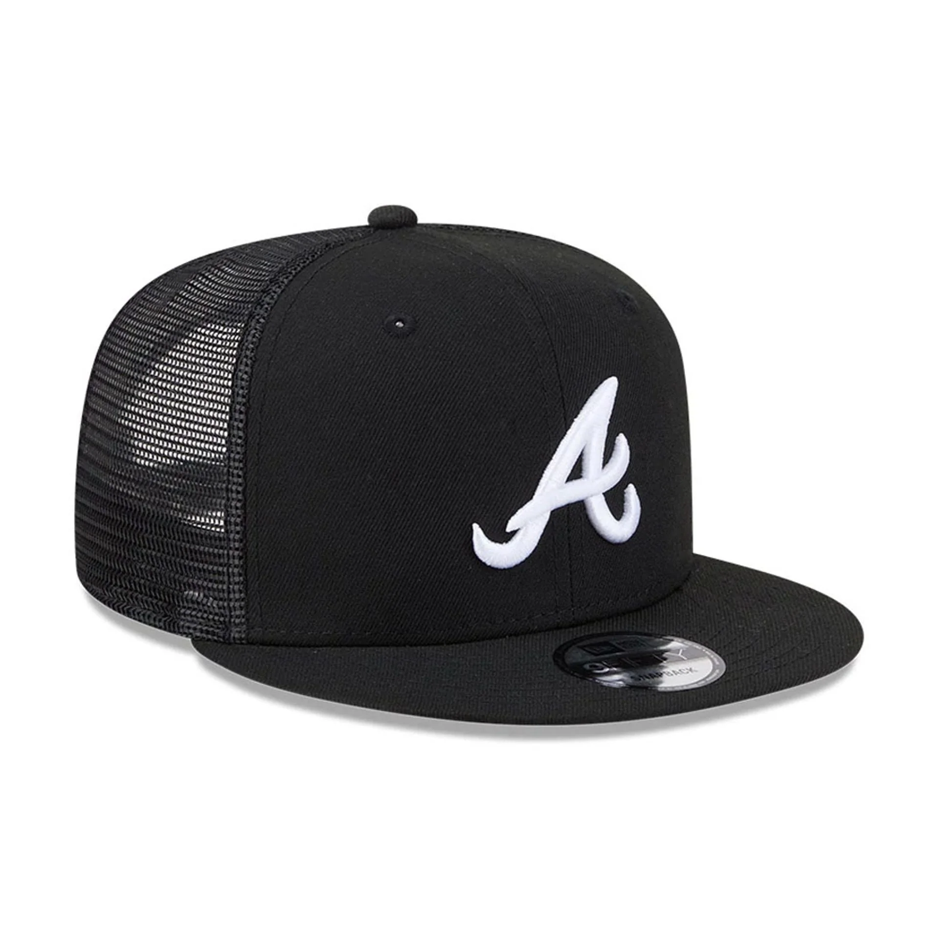 Atlanta Braves MLB Evergreen Black 9FIFTY Trucker Adjustable Cap - Image 4
