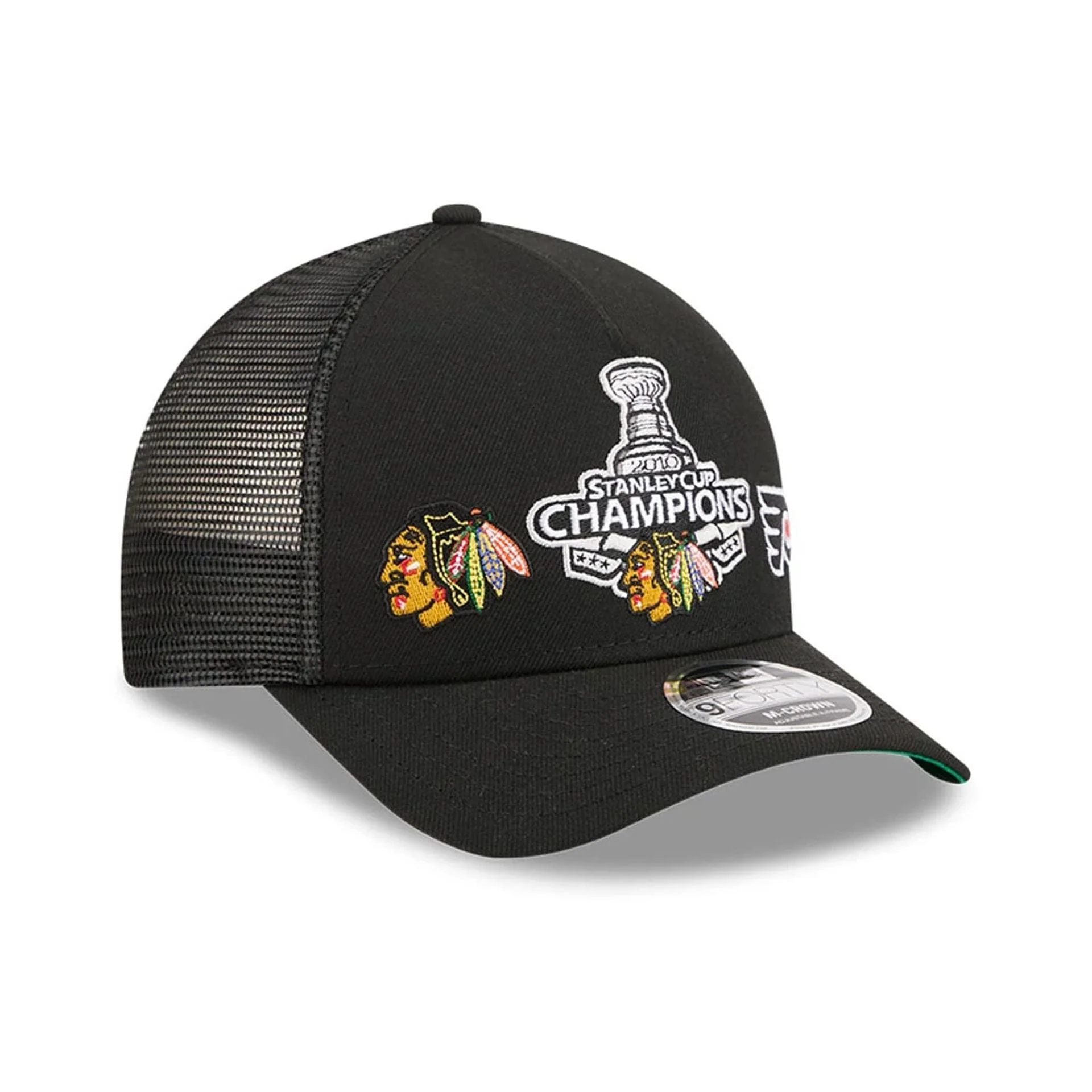 Blackhawks NHL Stanley Cup Black 9FORTY M-Crown A-Frame Trucker Adjustable Cap - Image 4
