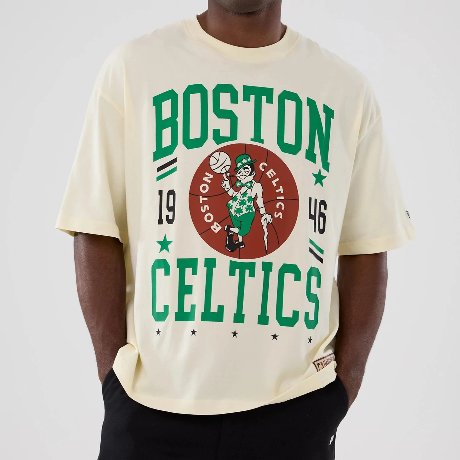 Boston Celtics NBA Hardwood Classic Cream T-Shirt - Image 3