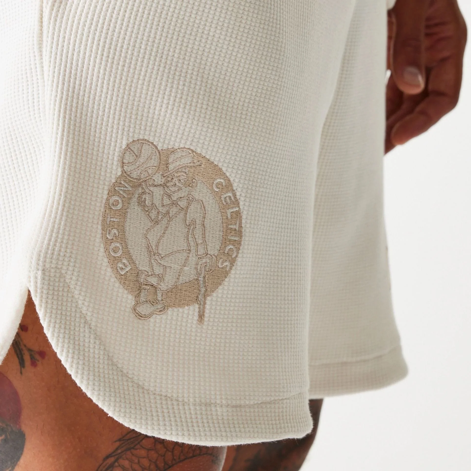 Boston Celtics NBA Waffle Open White Shorts - Image 3