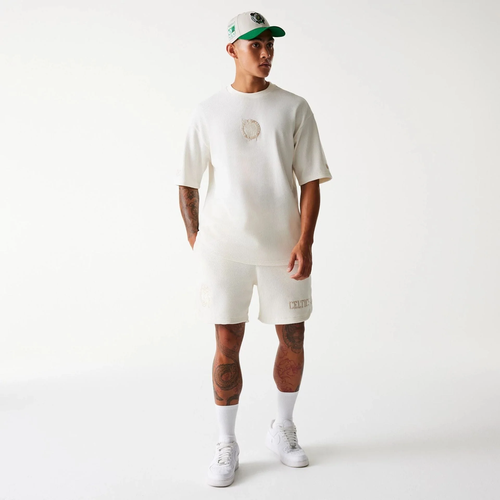Boston Celtics NBA Waffle Open White Shorts - Image 7