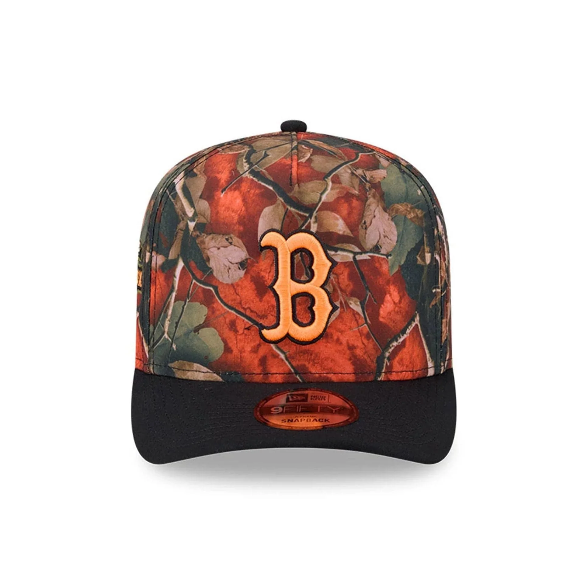 Boston Red Sox MLB Leaves Bright Orange 9FIFTY A-Frame Snapback Cap - Image 3