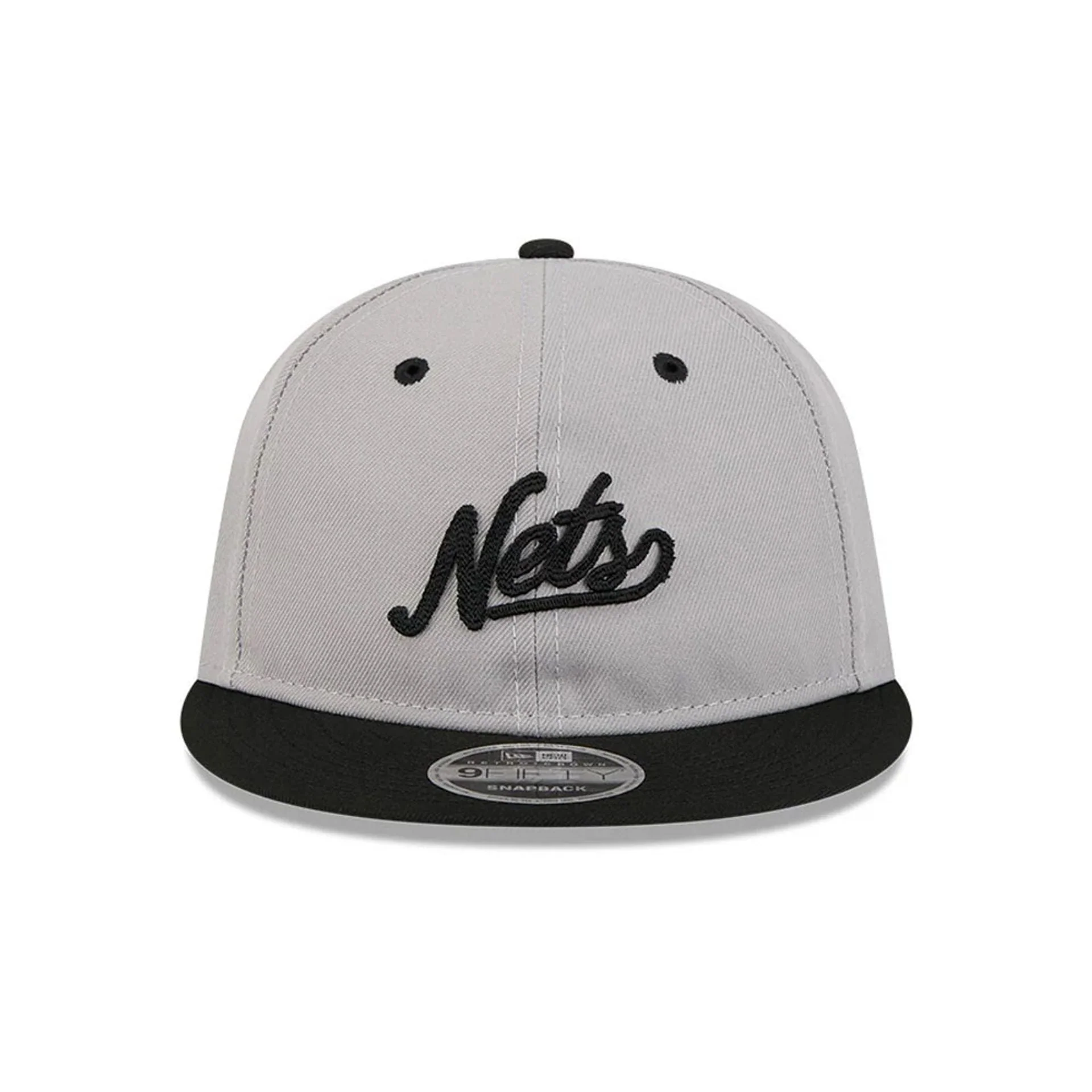Brooklyn Nets NBA Chainstitch Script Grey Retro Crown 9FIFTY Adjustable Cap - Image 3