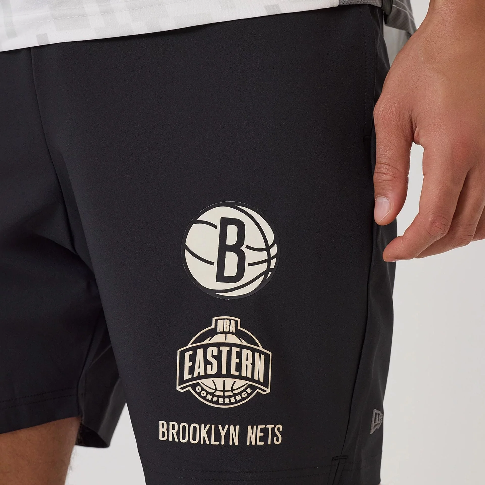 Brooklyn Nets NBA Match Black Oversized Shorts - Image 3
