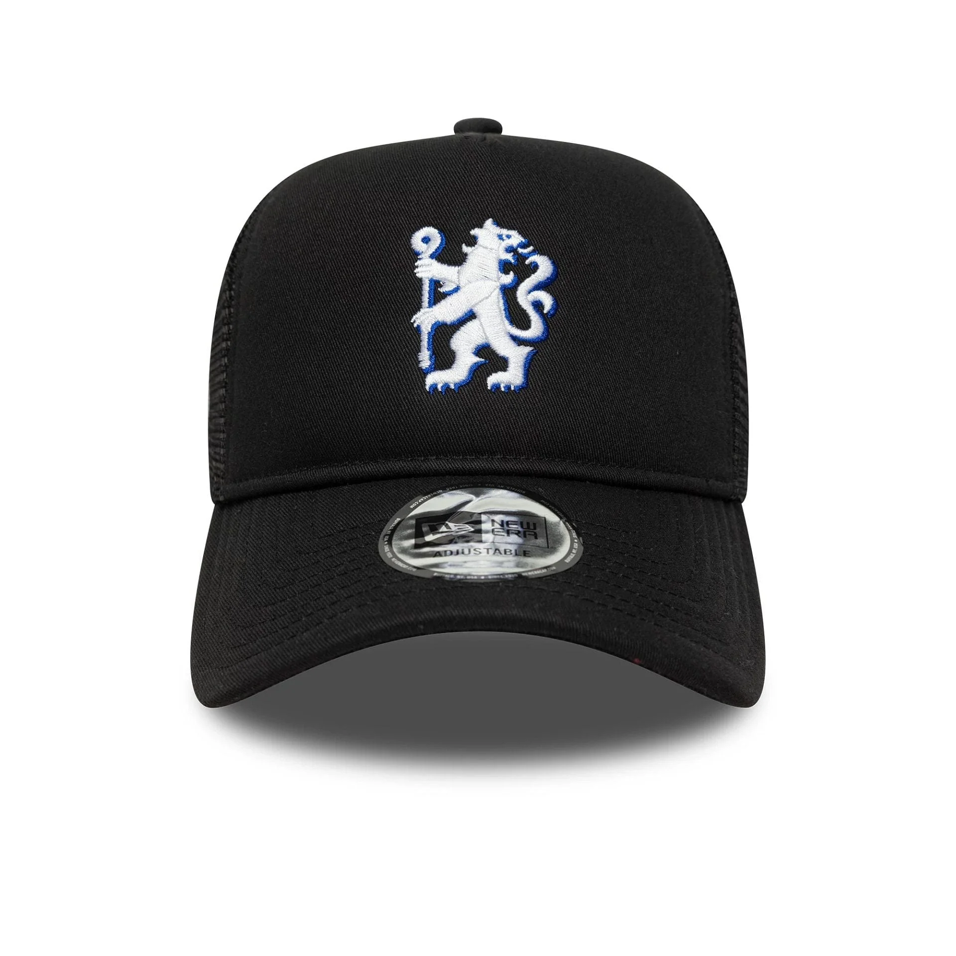 Chelsea FC Lion Crest Patch Black 9FORTY A-Frame Trucker Cap - Image 2