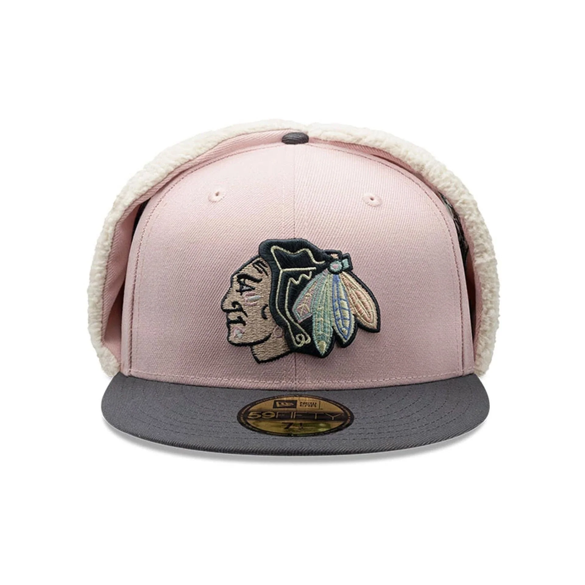 Chicago Blackhawks NHL Patch Pastel Pink Dogear 59FIFTY Fitted Cap - Image 3