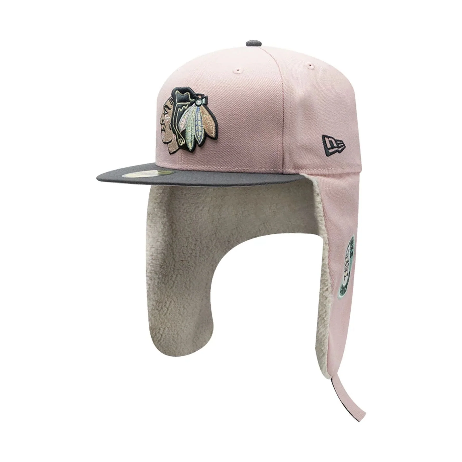 Chicago Blackhawks NHL Patch Pastel Pink Dogear 59FIFTY Fitted Cap - Image 8