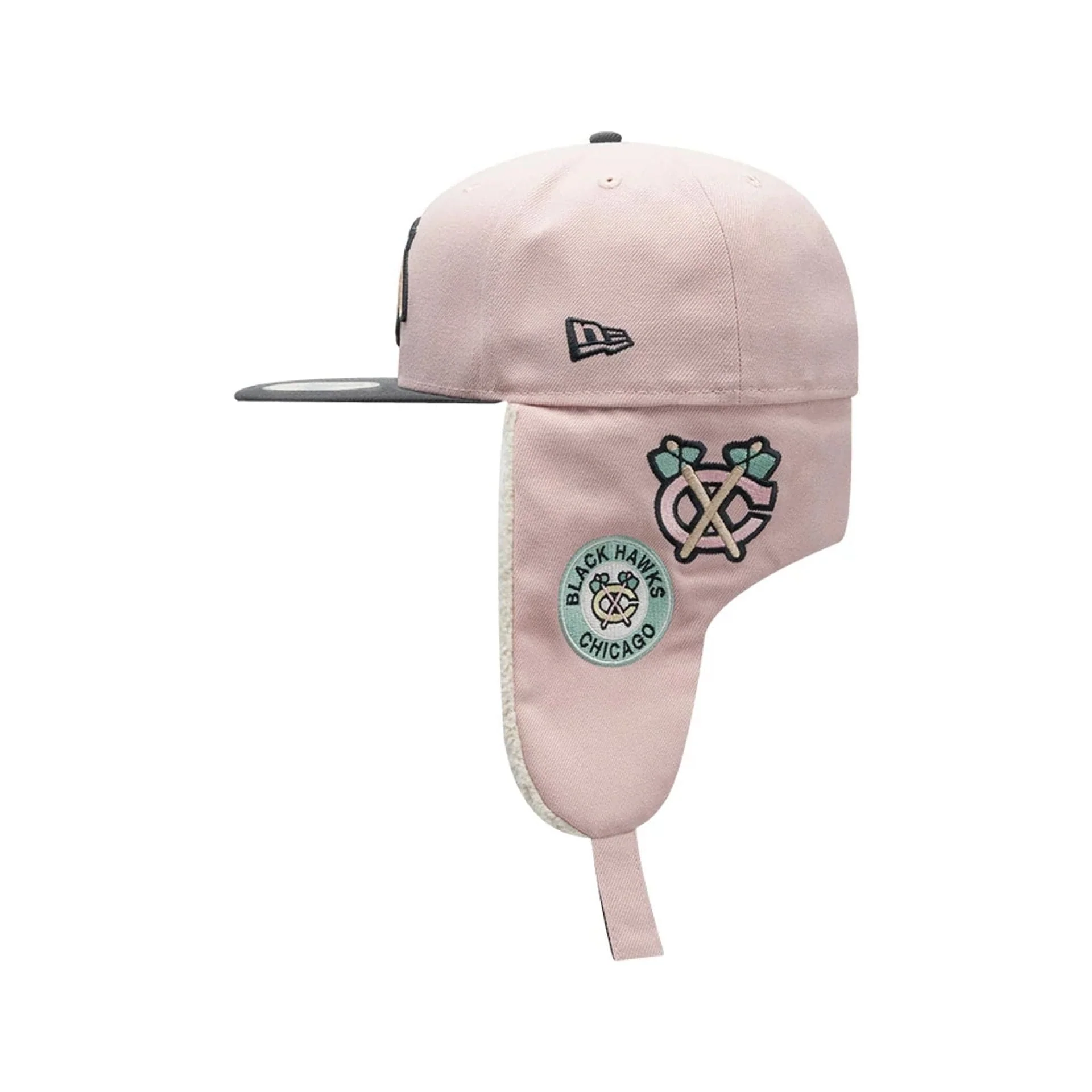 Chicago Blackhawks NHL Patch Pastel Pink Dogear 59FIFTY Fitted Cap - Image 9