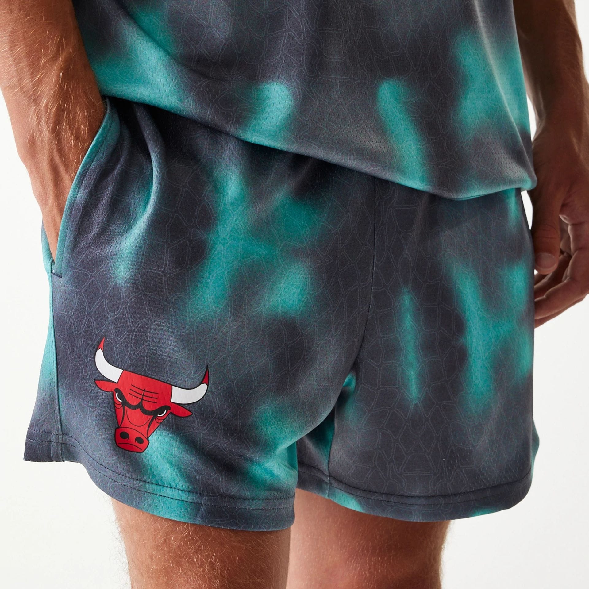 Chicago Bulls NBA All Over Print Green Shorts - Image 4