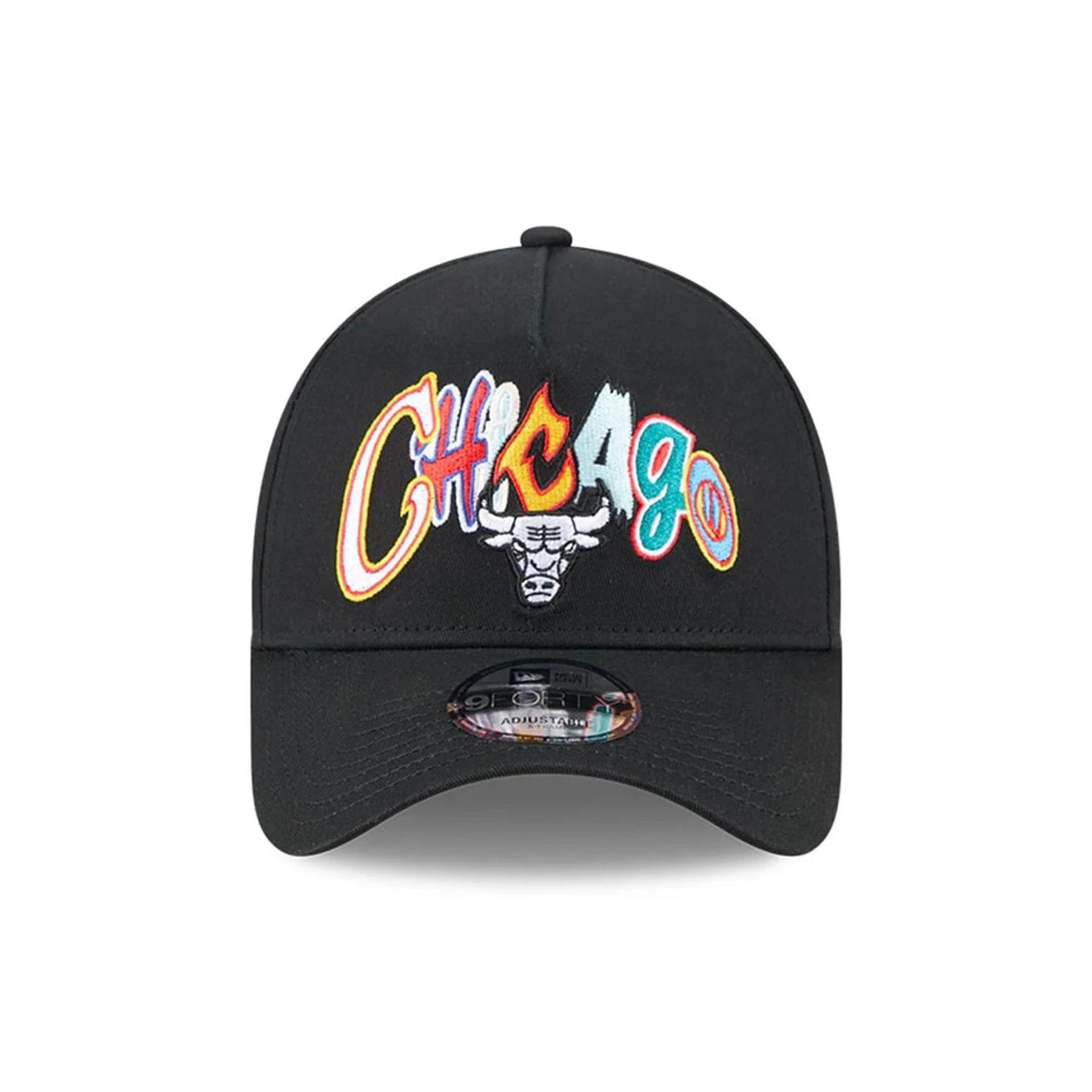 Chicago Bulls NBA Multi Letter Black 9FORTY A-Frame Adjustable Cap - Image 3