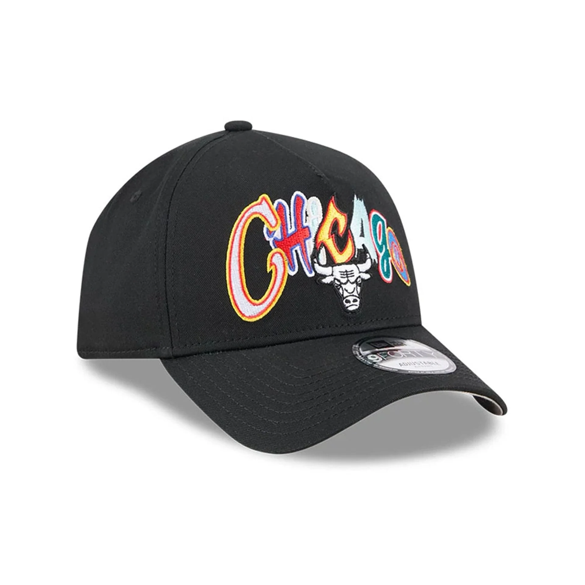 Chicago Bulls NBA Multi Letter Black 9FORTY A-Frame Adjustable Cap - Image 4