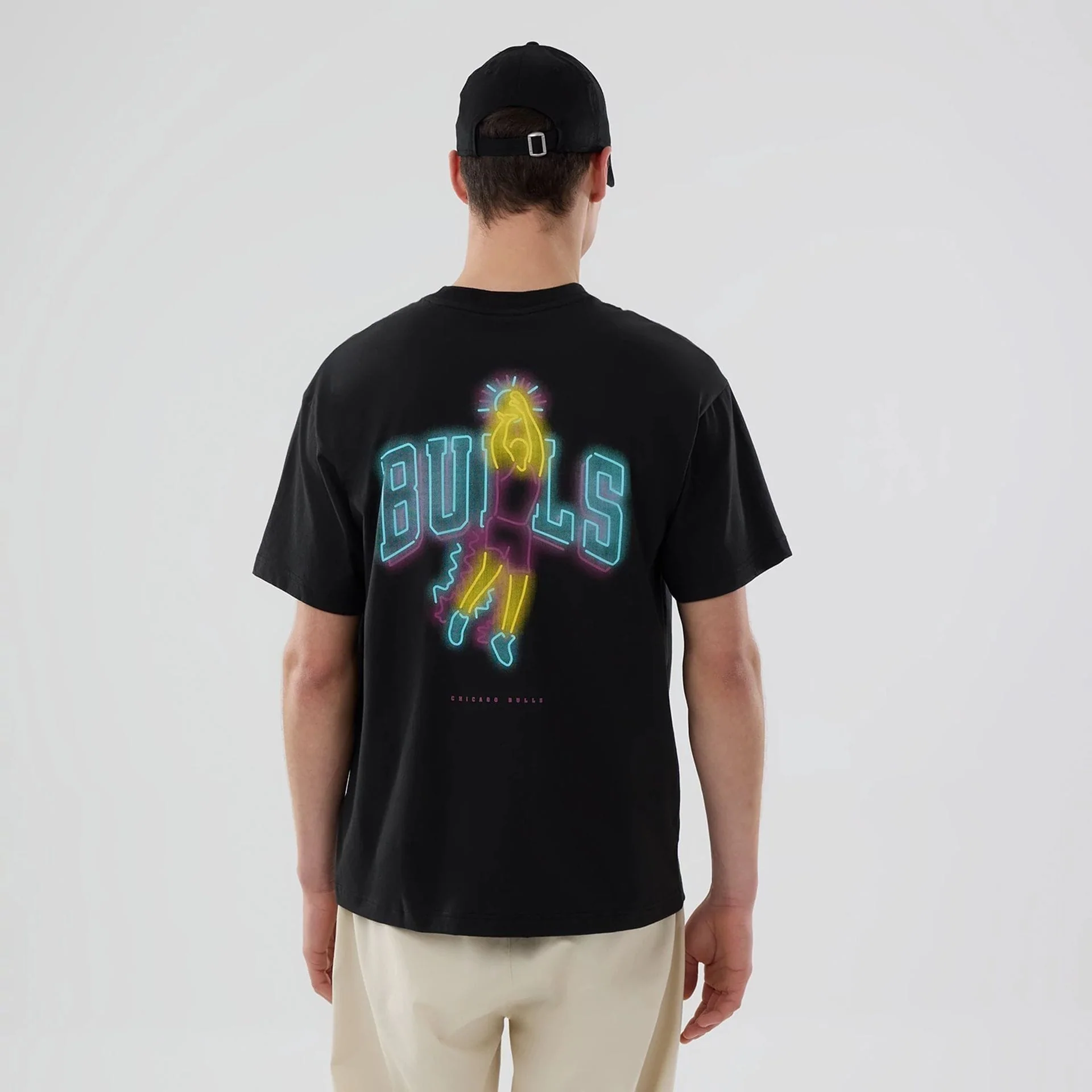 Chicago Bulls NBA Neon Light Black T-Shirt - Image 2