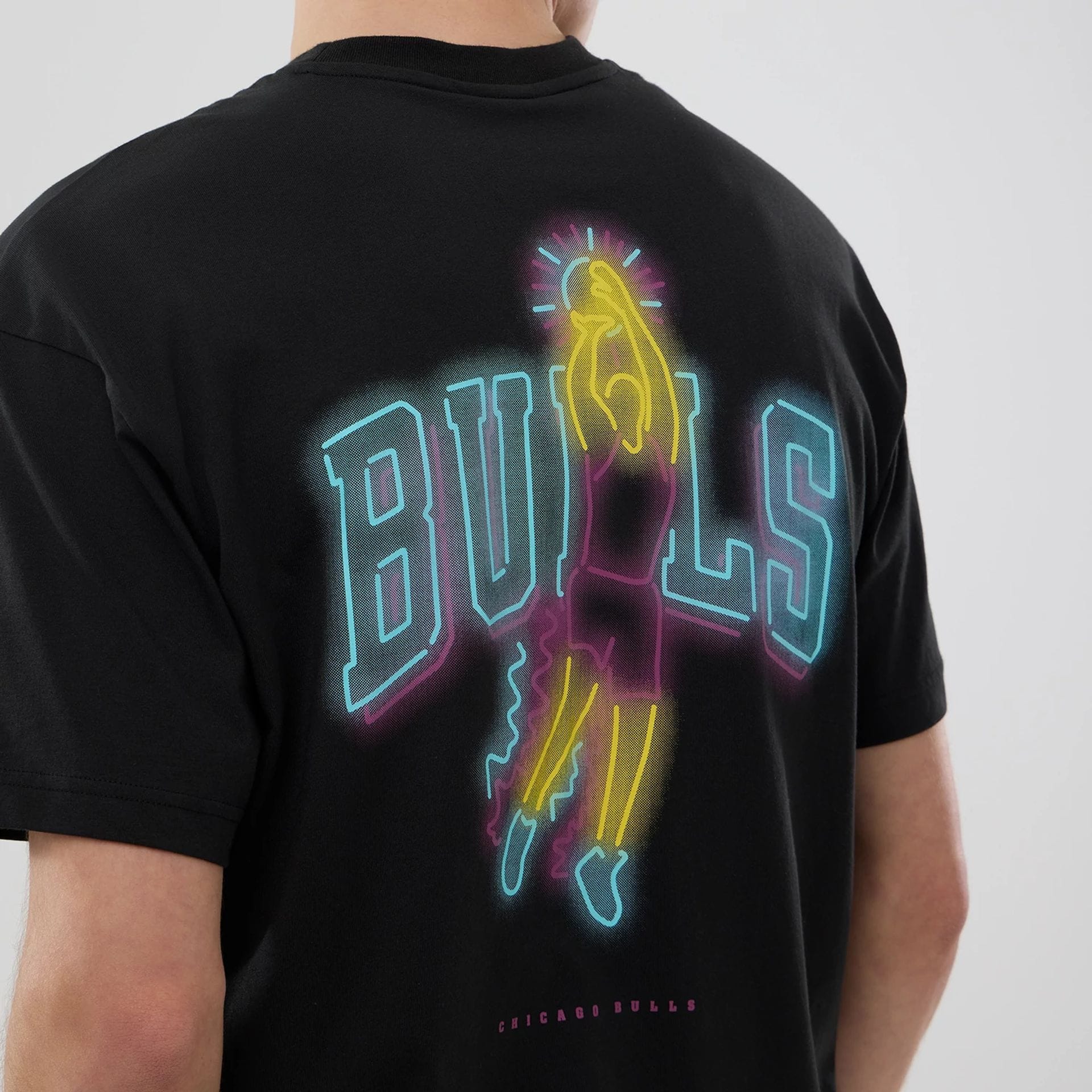 Chicago Bulls NBA Neon Light Black T-Shirt - Image 6