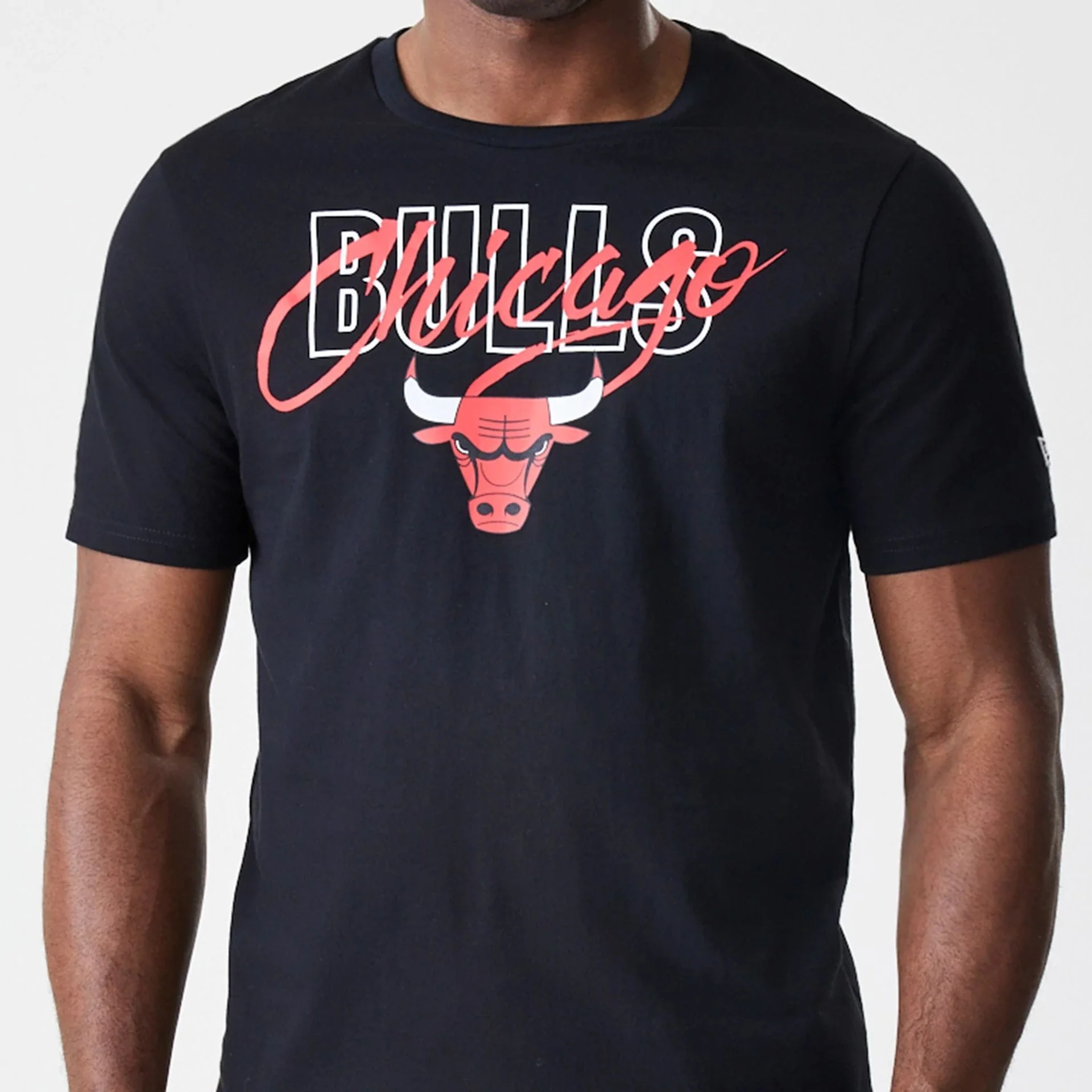 Chicago Bulls NBA Script Black T-Shirt - Image 3