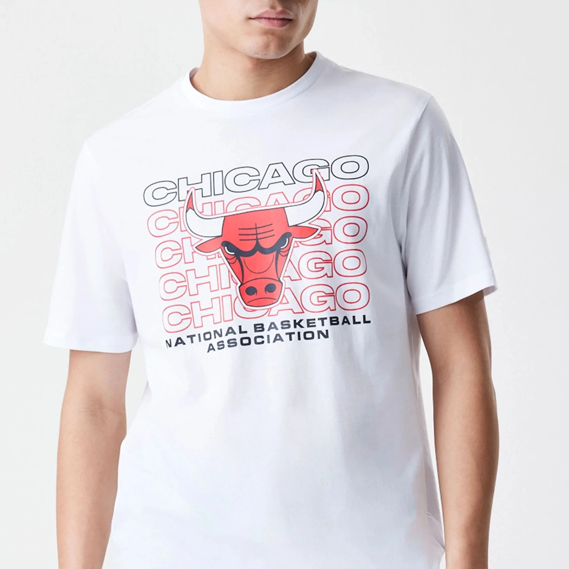 Chicago Bulls NBA Stack Wordmark White T-Shirt - Image 3