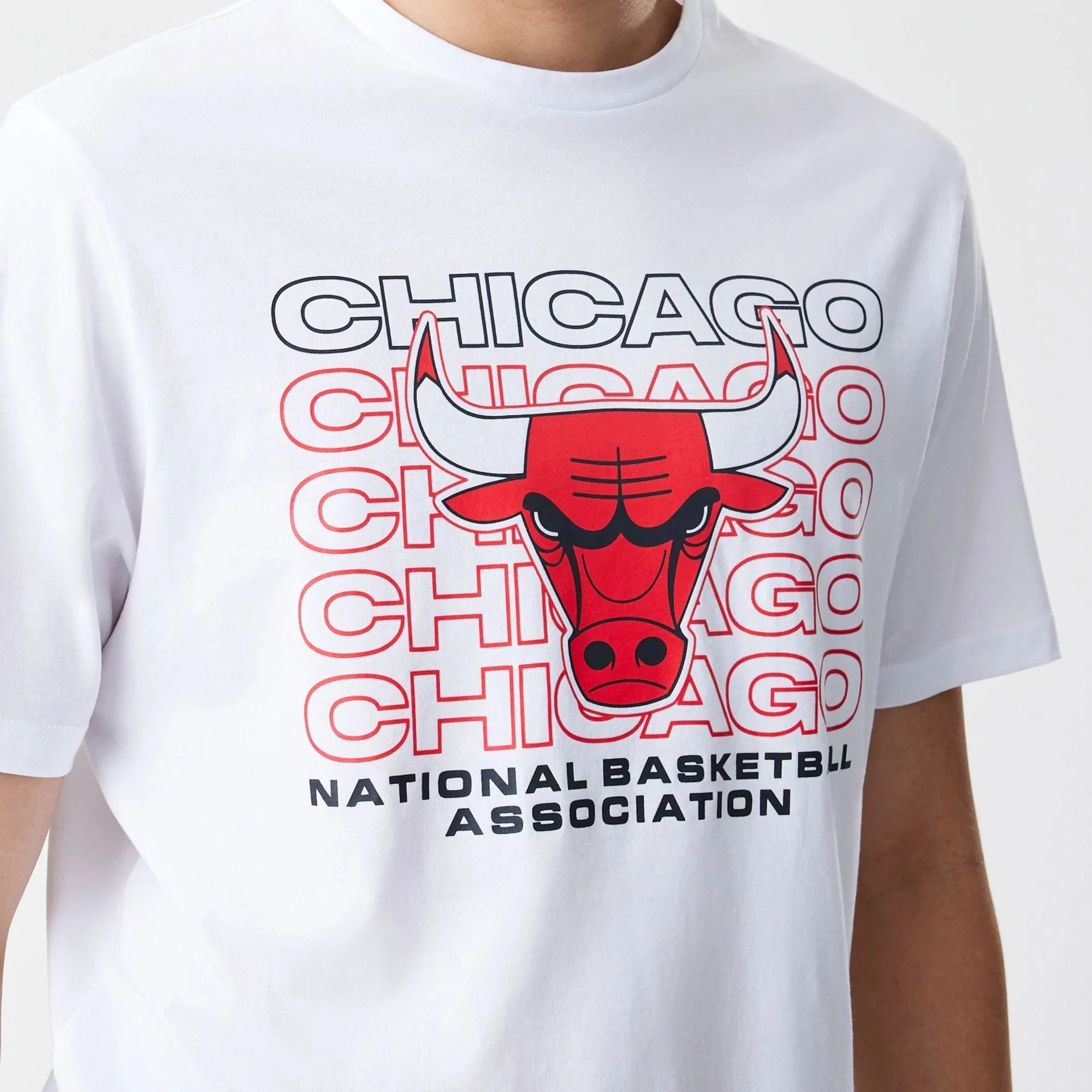 Chicago Bulls NBA Stack Wordmark White T-Shirt - Image 4