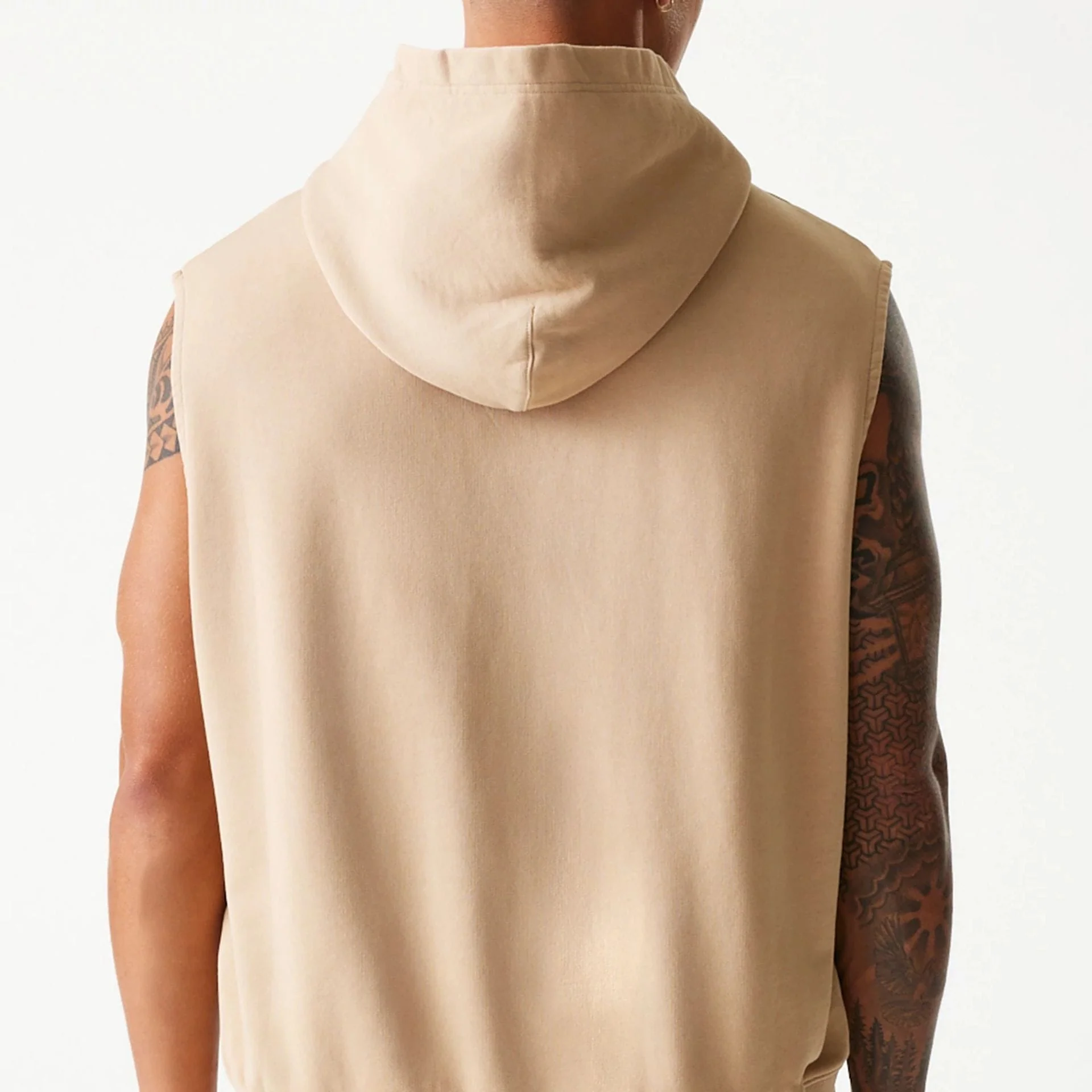 Chicago Bulls NBA Washed Beige Sleeveless Hoodie - Image 7