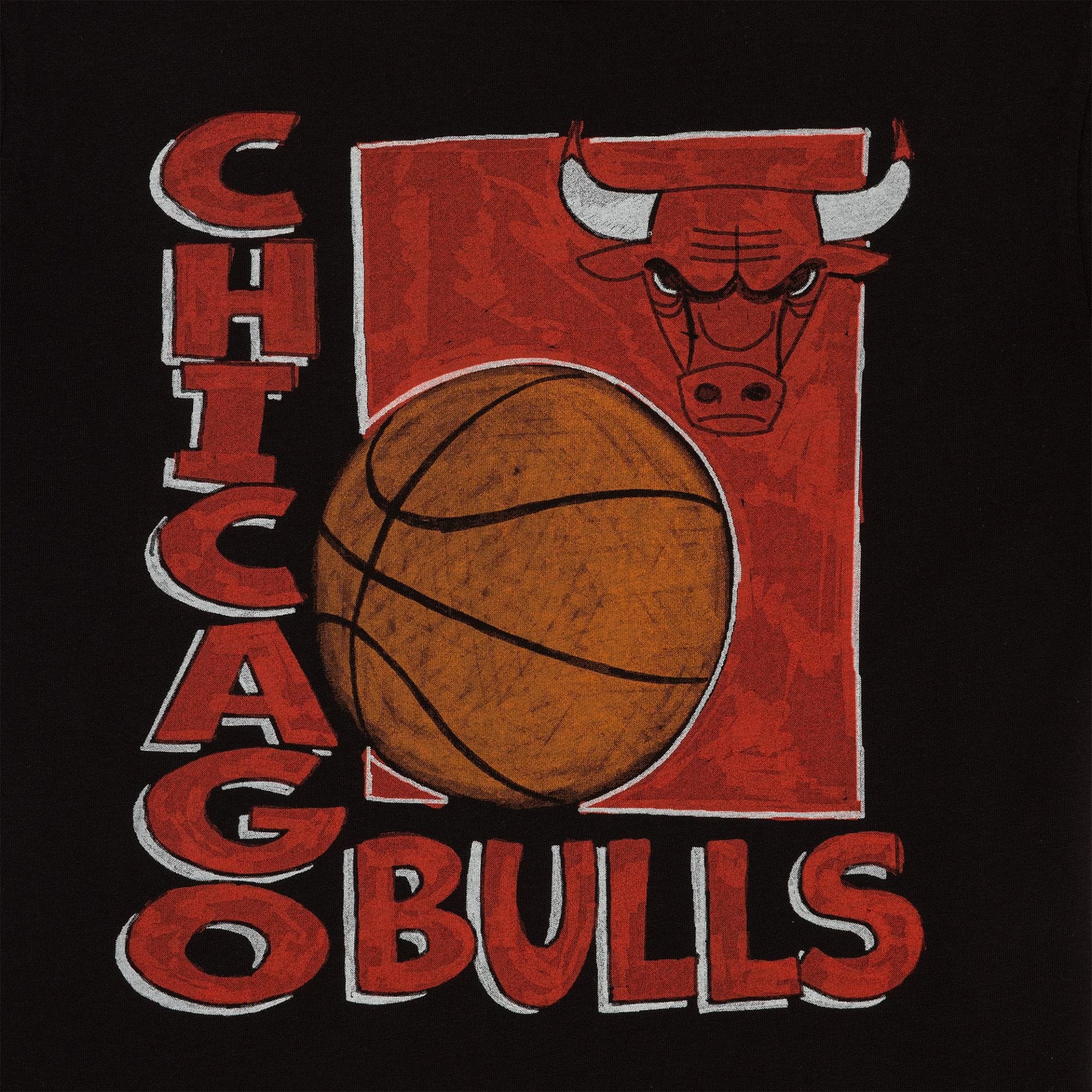 Chicago Bulls NBA Wordmark Black T-Shirt - Image 3
