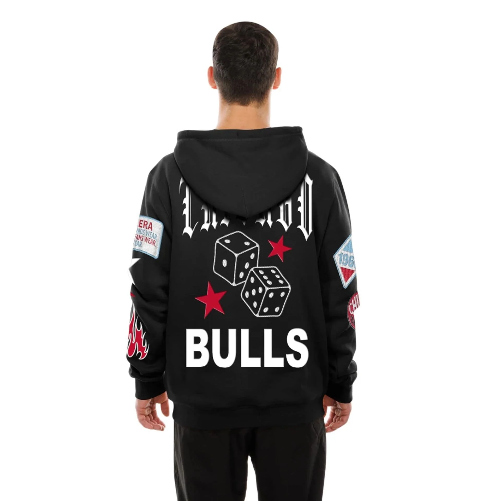 Chicago Bulls NBA x Uptown Threads Black Pullover Hoodie - Image 2