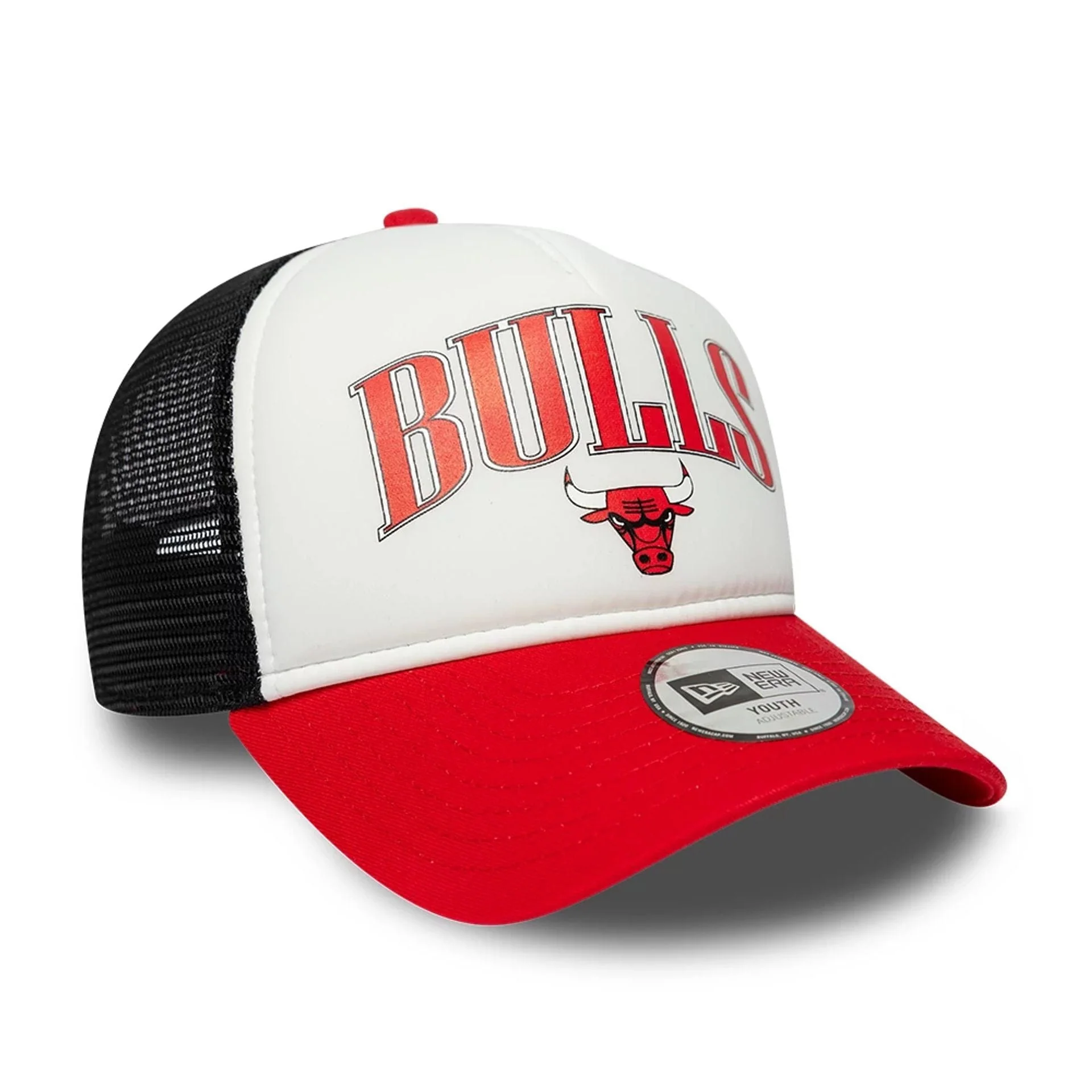 Chicago Bulls Youth NBA Retro Red 9FORTY A-Frame Trucker Cap - Image 3
