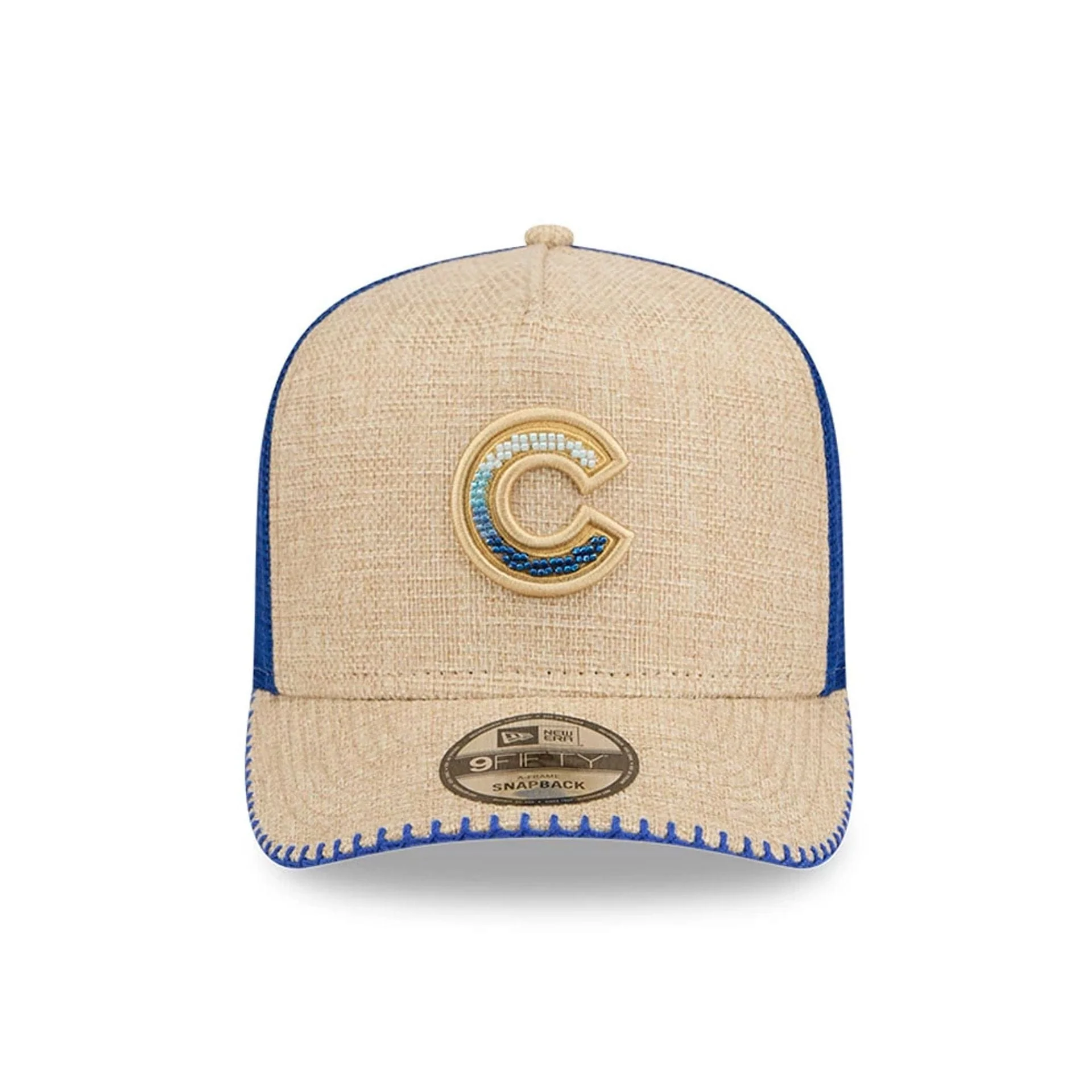Chicago Cubs MLB Beaded Beige 9FIFTY A-Frame Trucker Adjustable Cap - Image 3