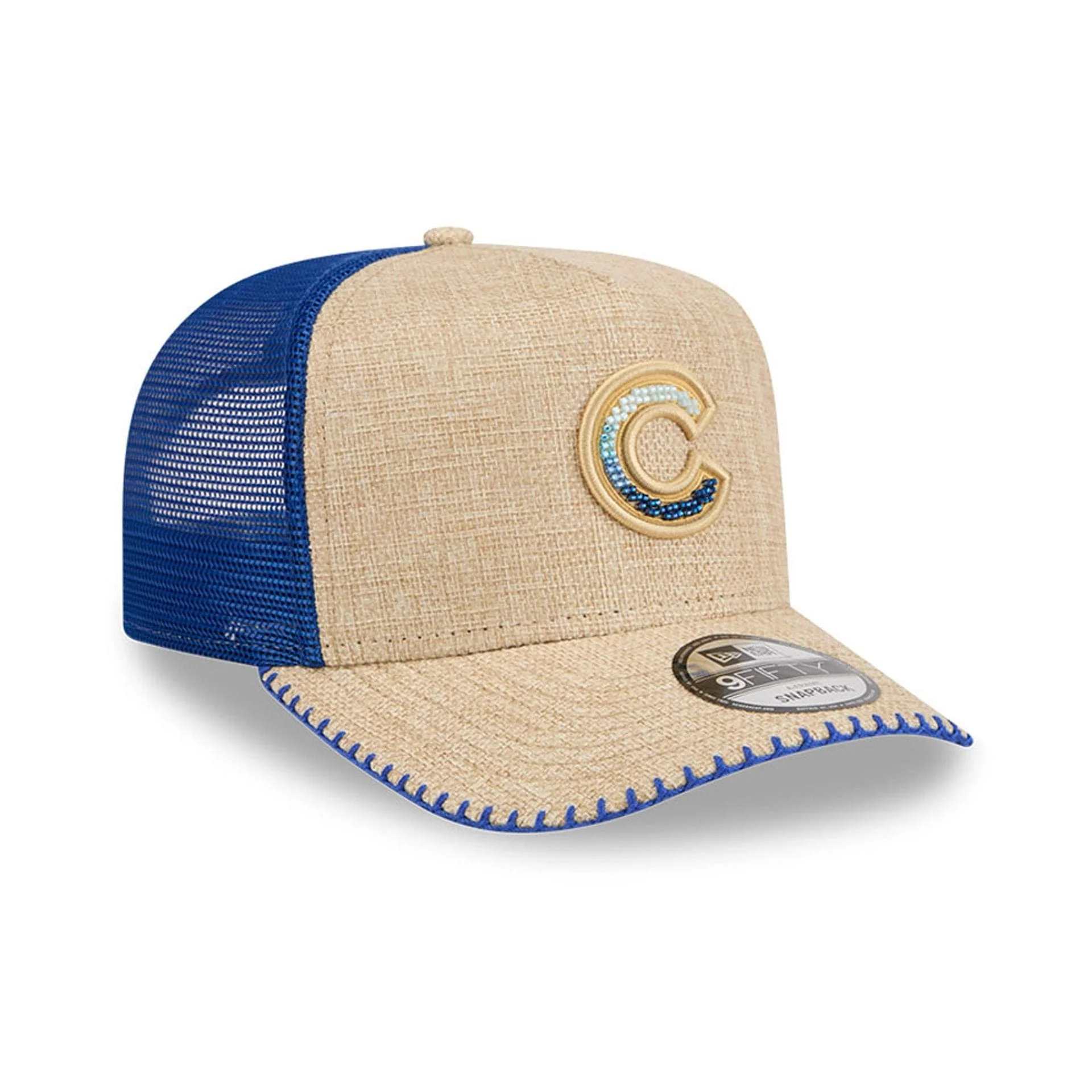 Chicago Cubs MLB Beaded Beige 9FIFTY A-Frame Trucker Adjustable Cap - Image 4