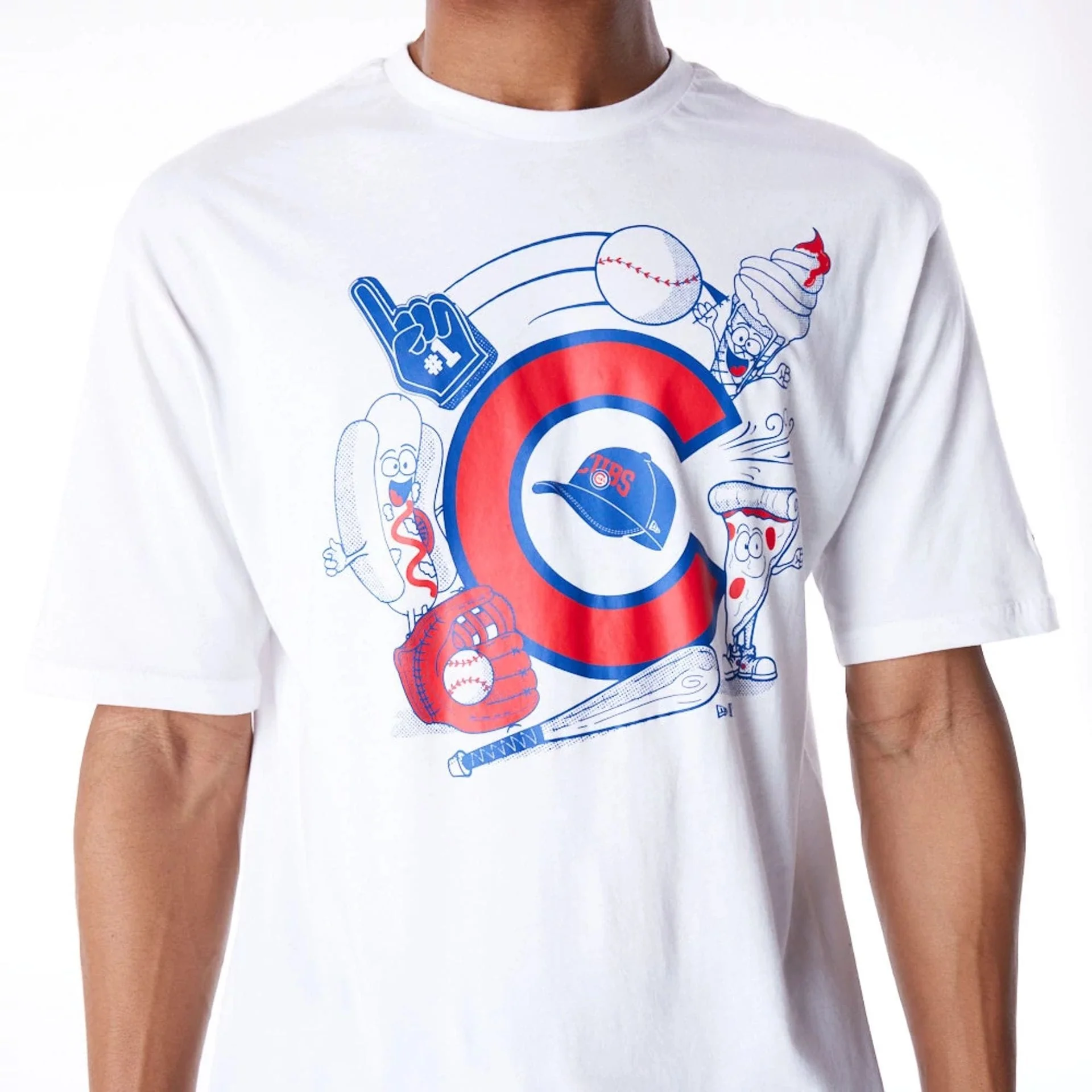 Chicago Cubs MLB Food Graphic White Oversized T-Shirt - Image 3