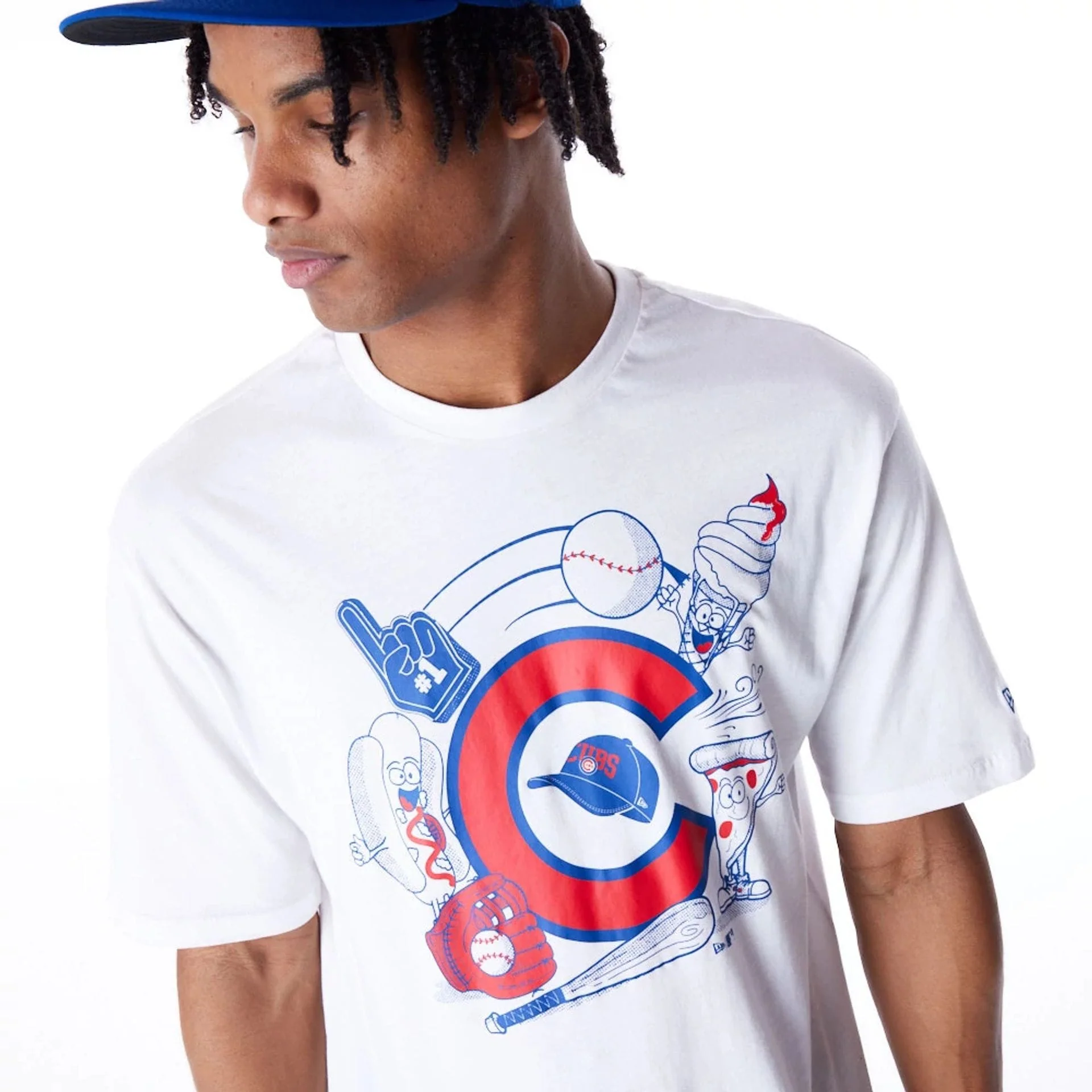 Chicago Cubs MLB Food Graphic White Oversized T-Shirt - Image 7