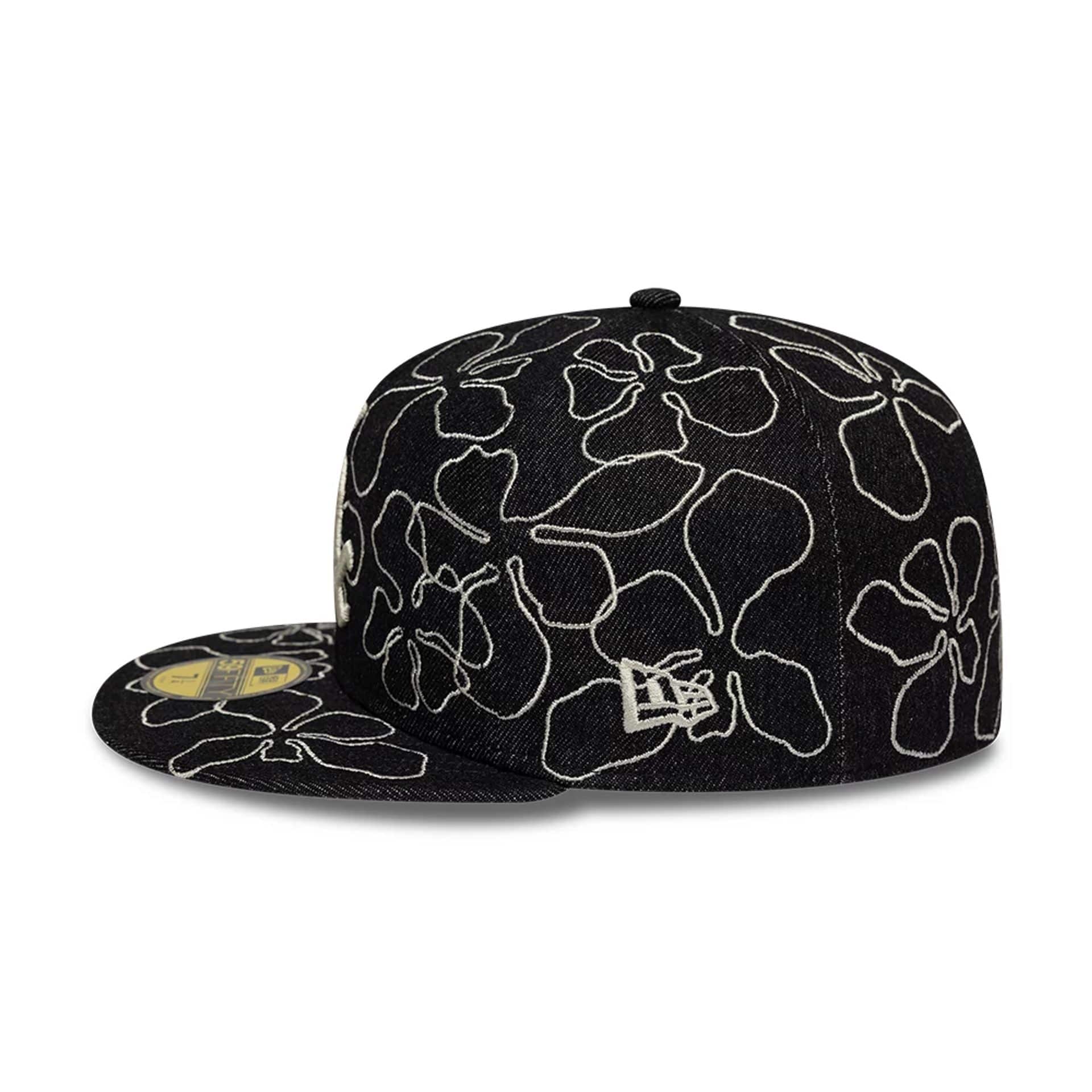 Chicago White Sox MLB Floral Denim Black 59FIFTY Fitted Cap - Image 4