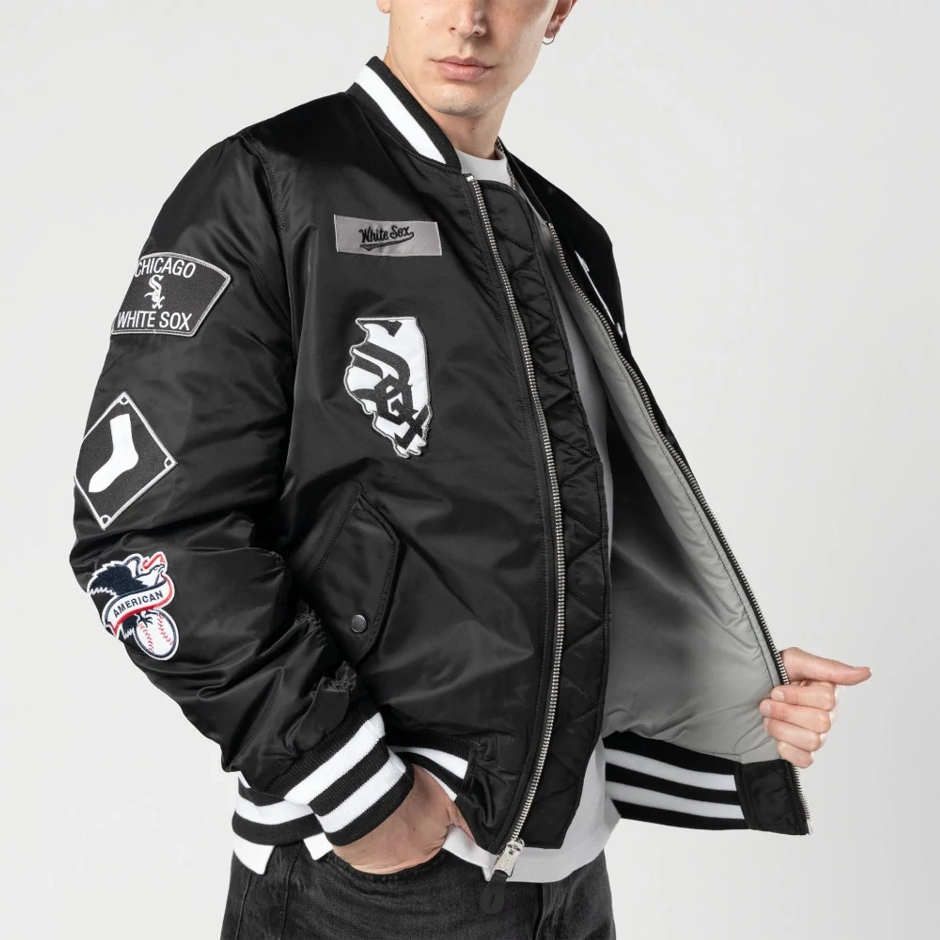Chicago White Sox MLB X Alpha Black Bomber Jacket - Image 3