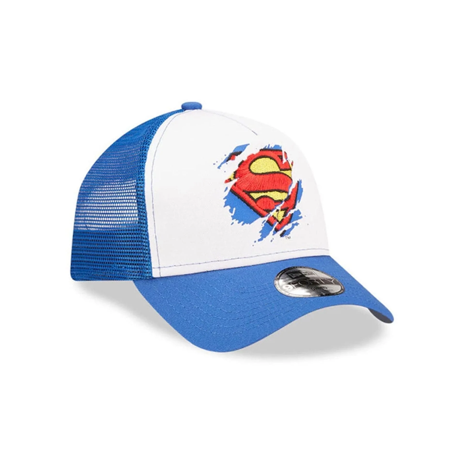 Child DC Superman White 9FORTY A-Frame Trucker Adjsutable Cap - Image 3