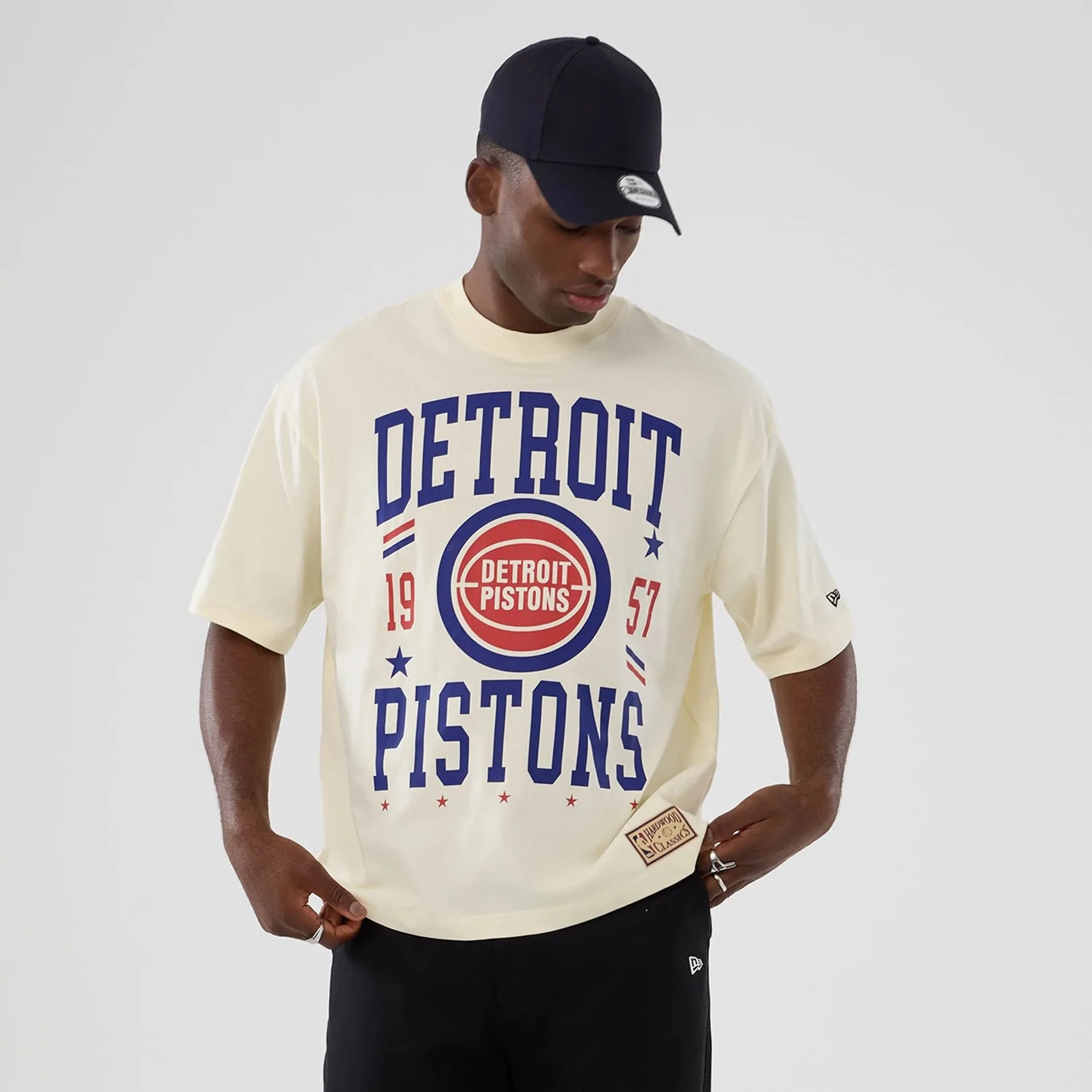Detroit Pistons NBA Hardwood Classic Cream T-Shirt - Image 7