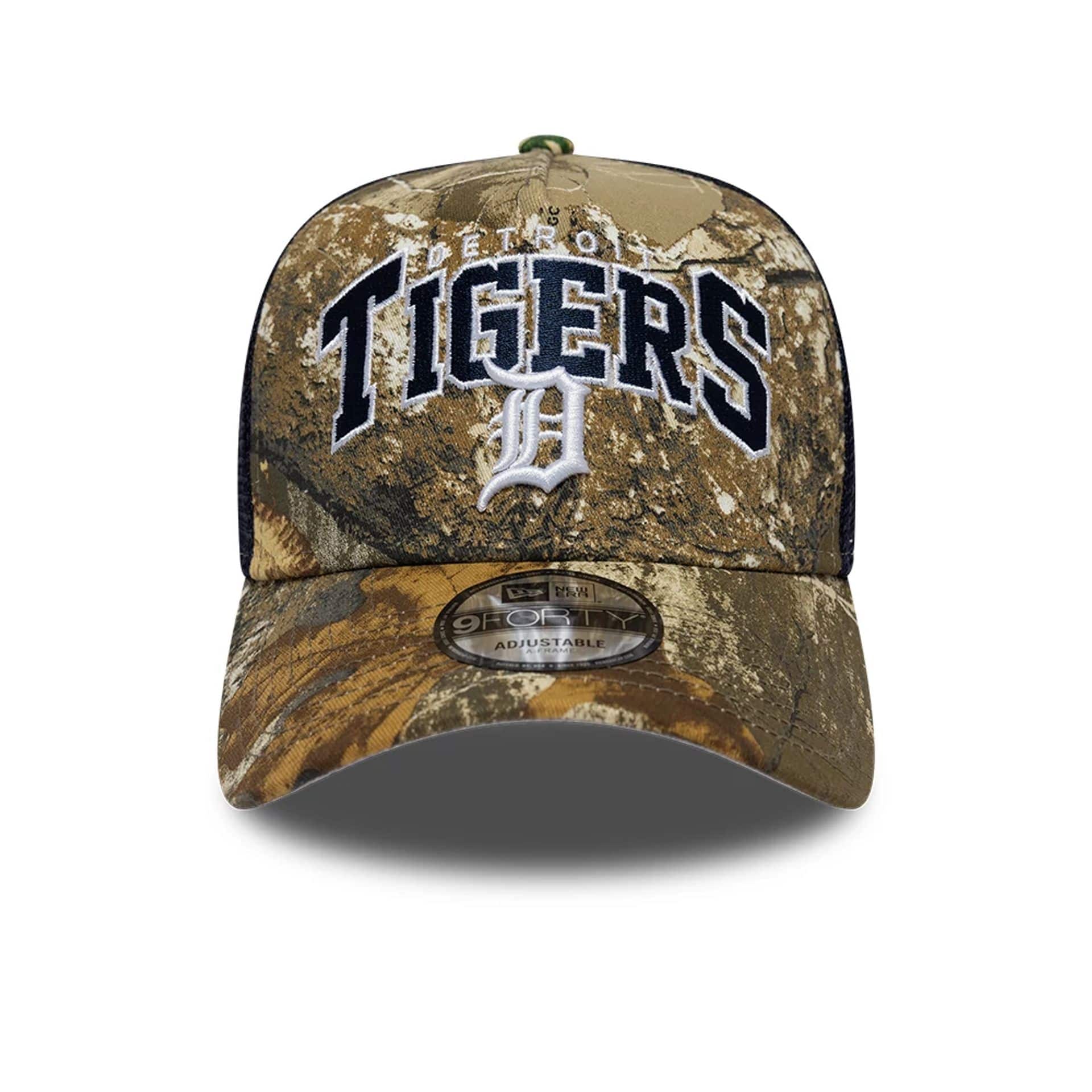 Detroit Tigers MLB Realtree Camo Navy 9FORTY A-Frame Trucker Adjustable Cap - Image 3