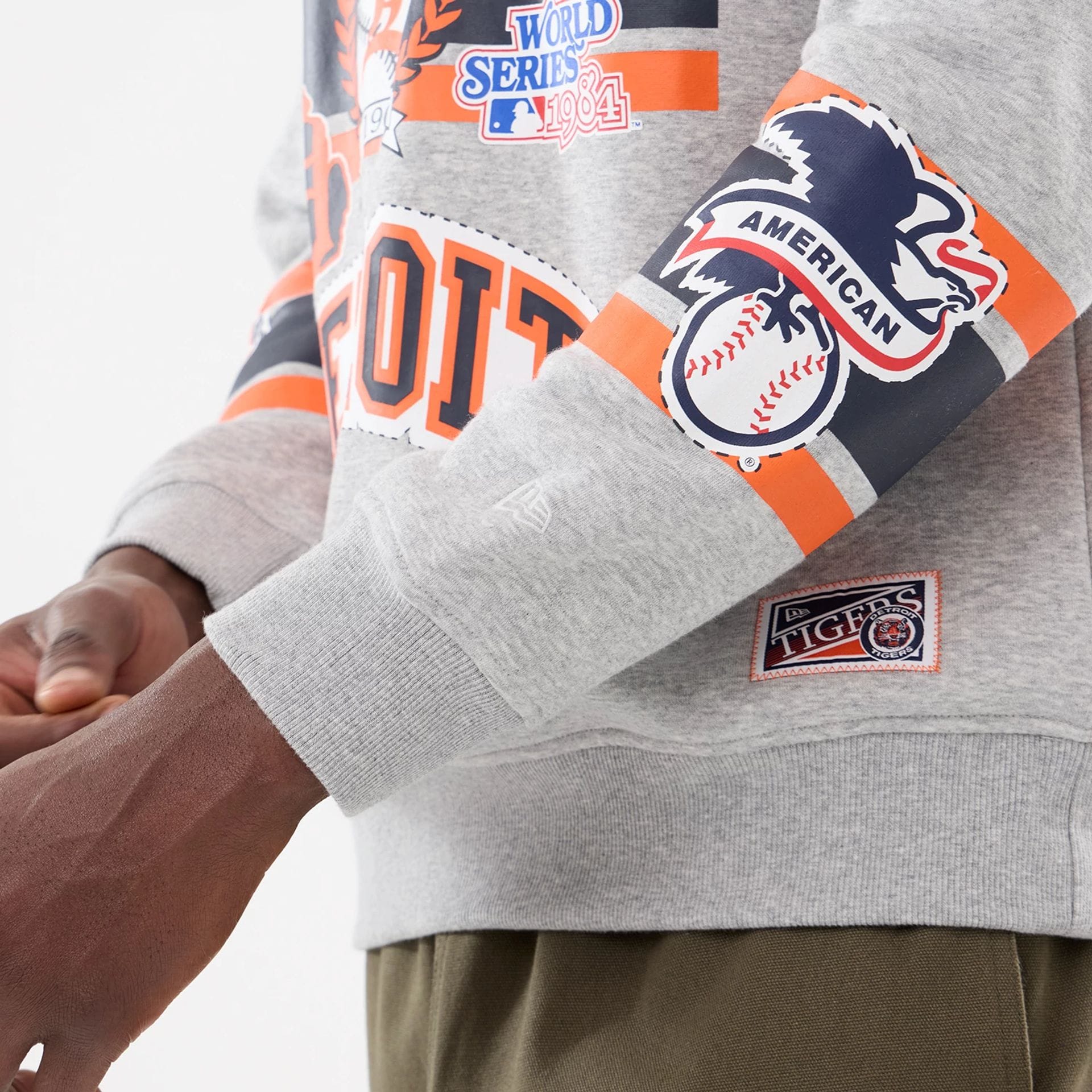 Detroit Tigers MLB Sport Classic Grey Crew Neck Sweater - Image 3