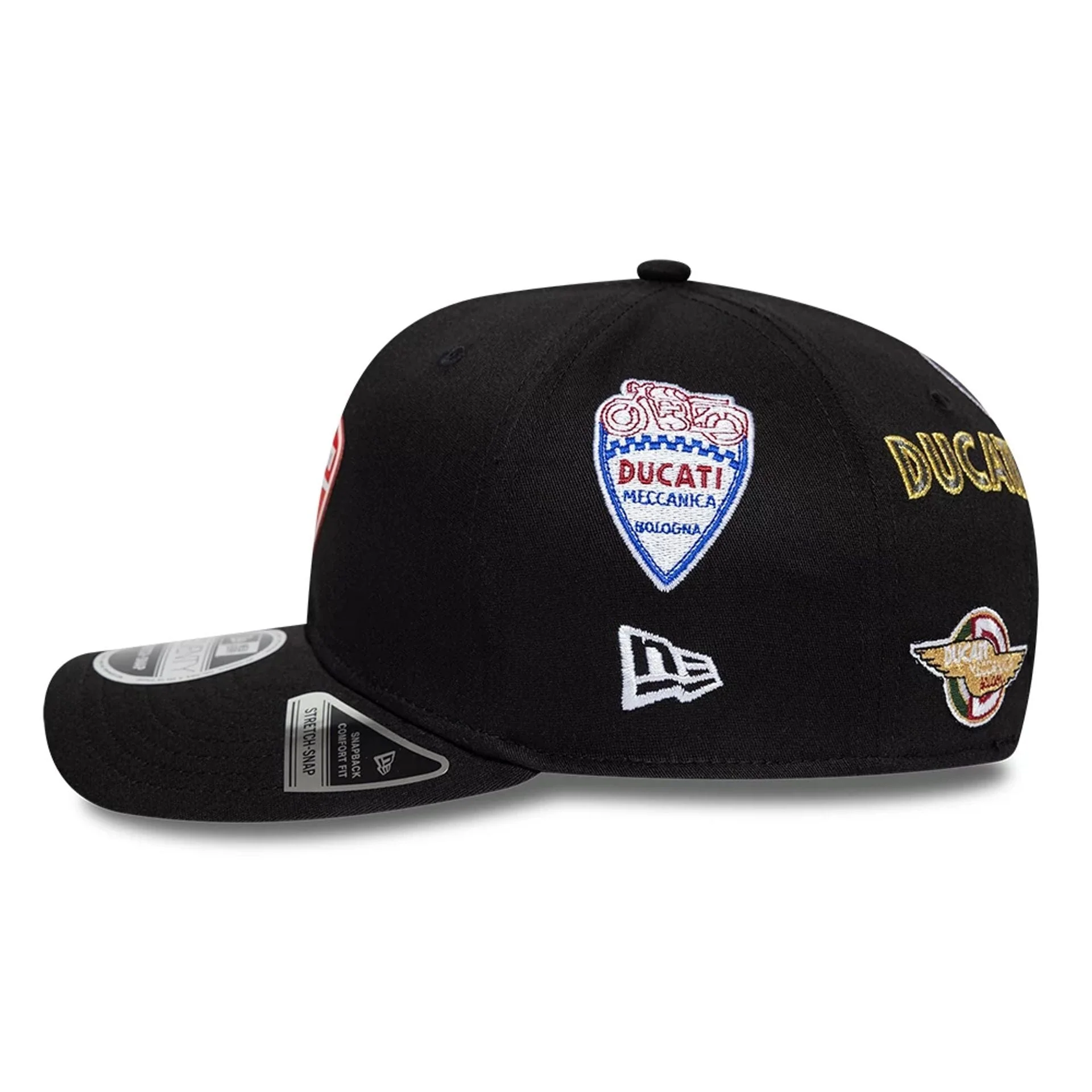 Ducati Motor Logo Patch Black 9SEVENTY Stretch Snap Adjustable Cap - Image 5
