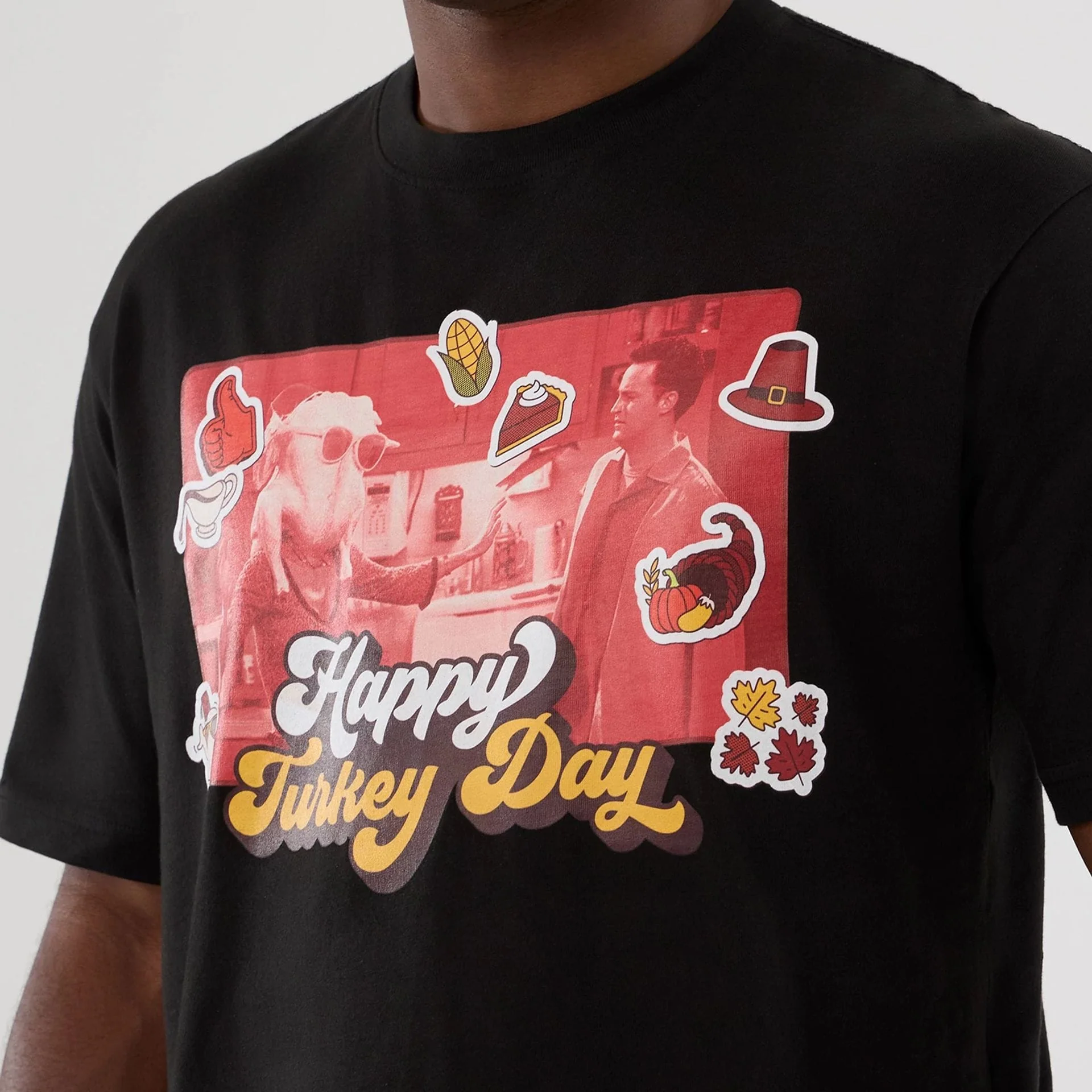 Friends Turkey Head Lifestyle Graphic Black T-Shirt - Image 4