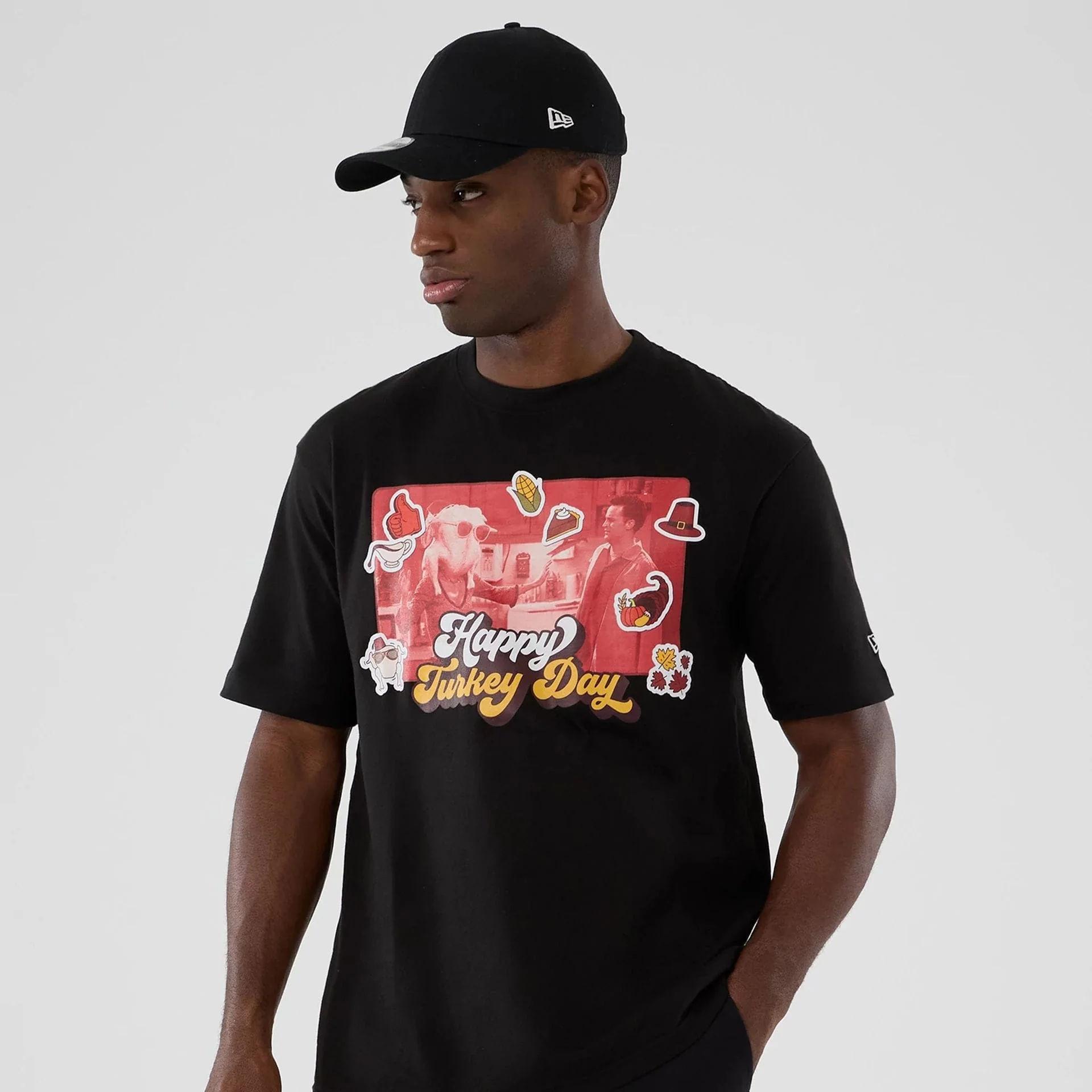 Friends Turkey Head Lifestyle Graphic Black T-Shirt - Image 7