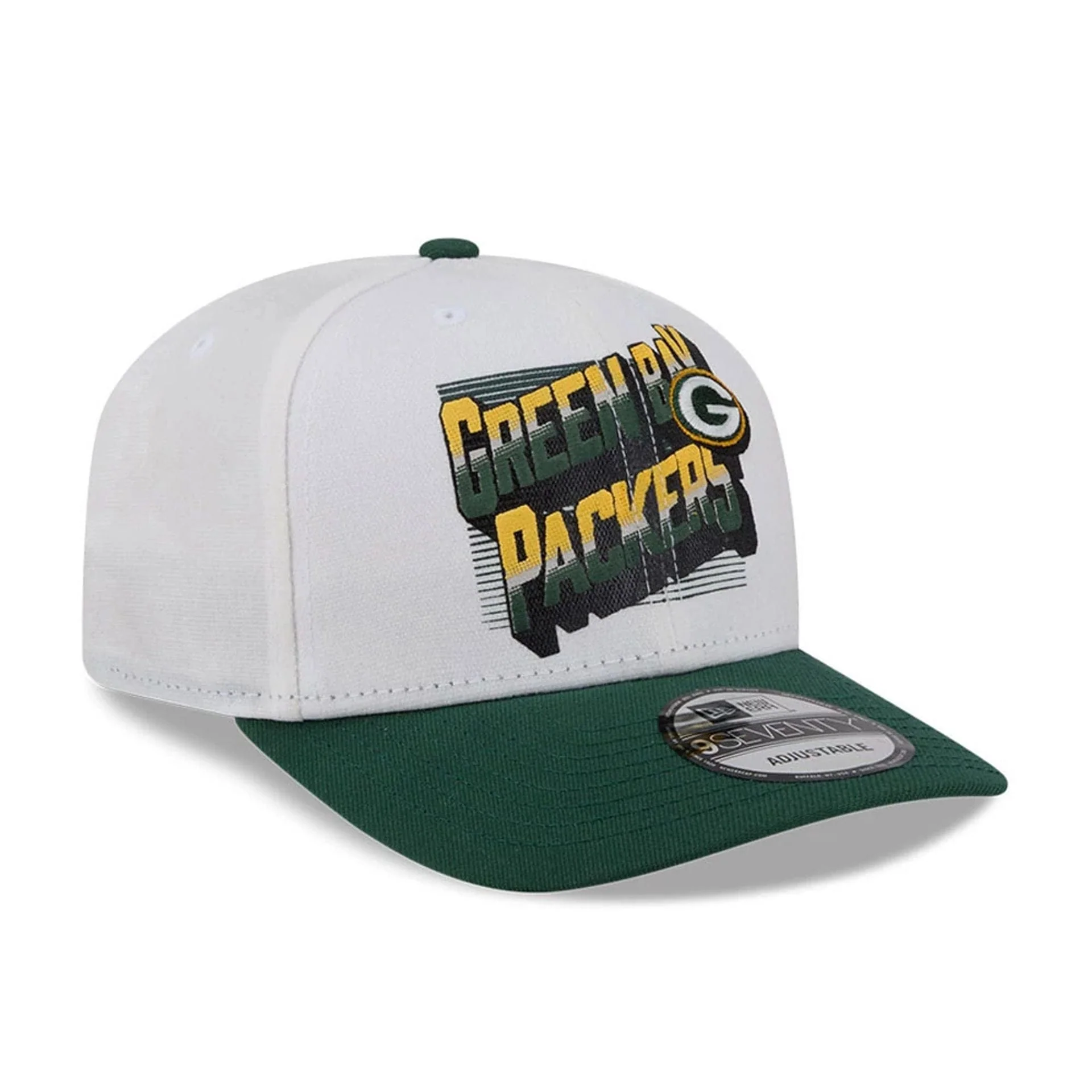 Green Bay Packers NFL Duck Cloth White 9SEVENTY Stretch Snap Cap - Image 4