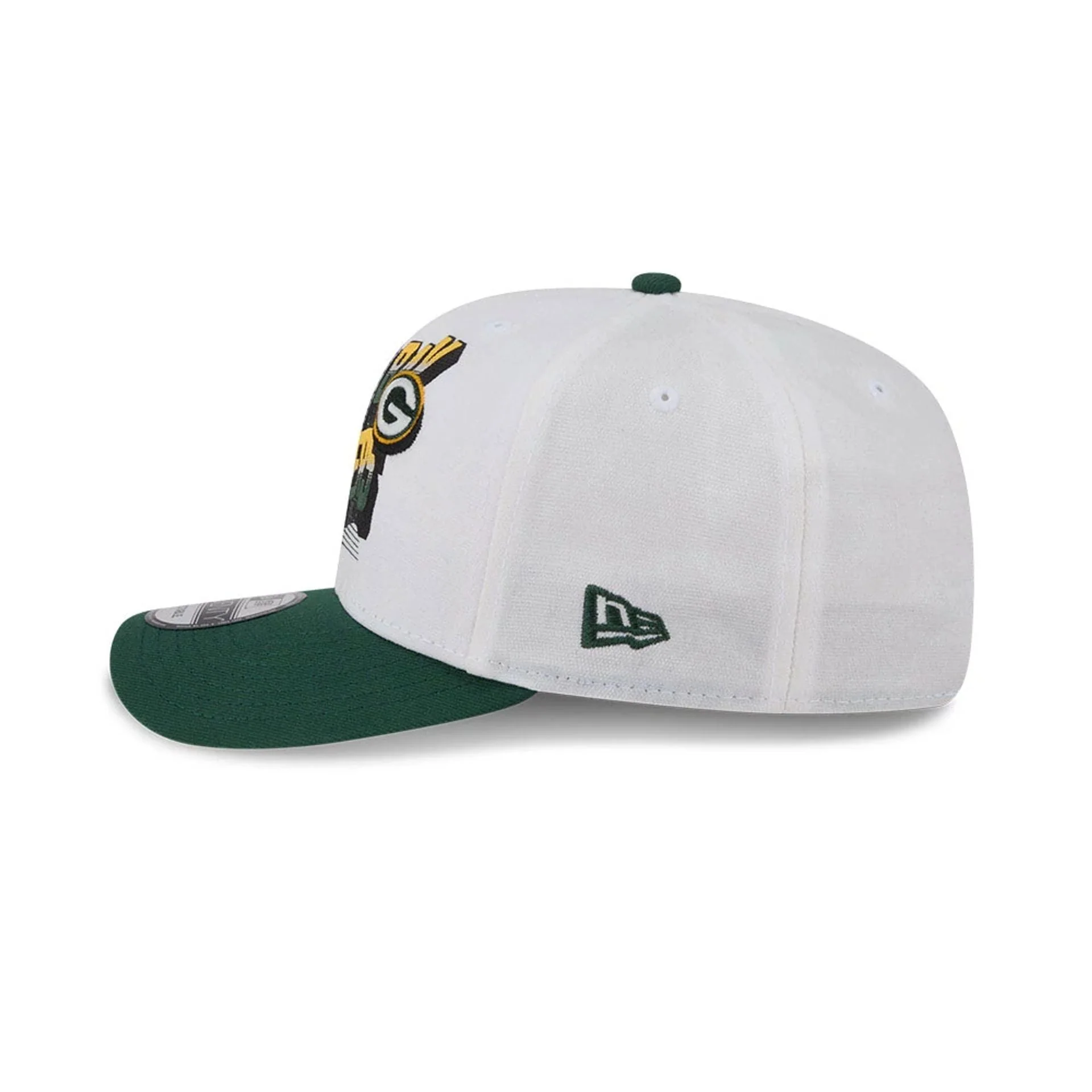 Green Bay Packers NFL Duck Cloth White 9SEVENTY Stretch Snap Cap - Image 5