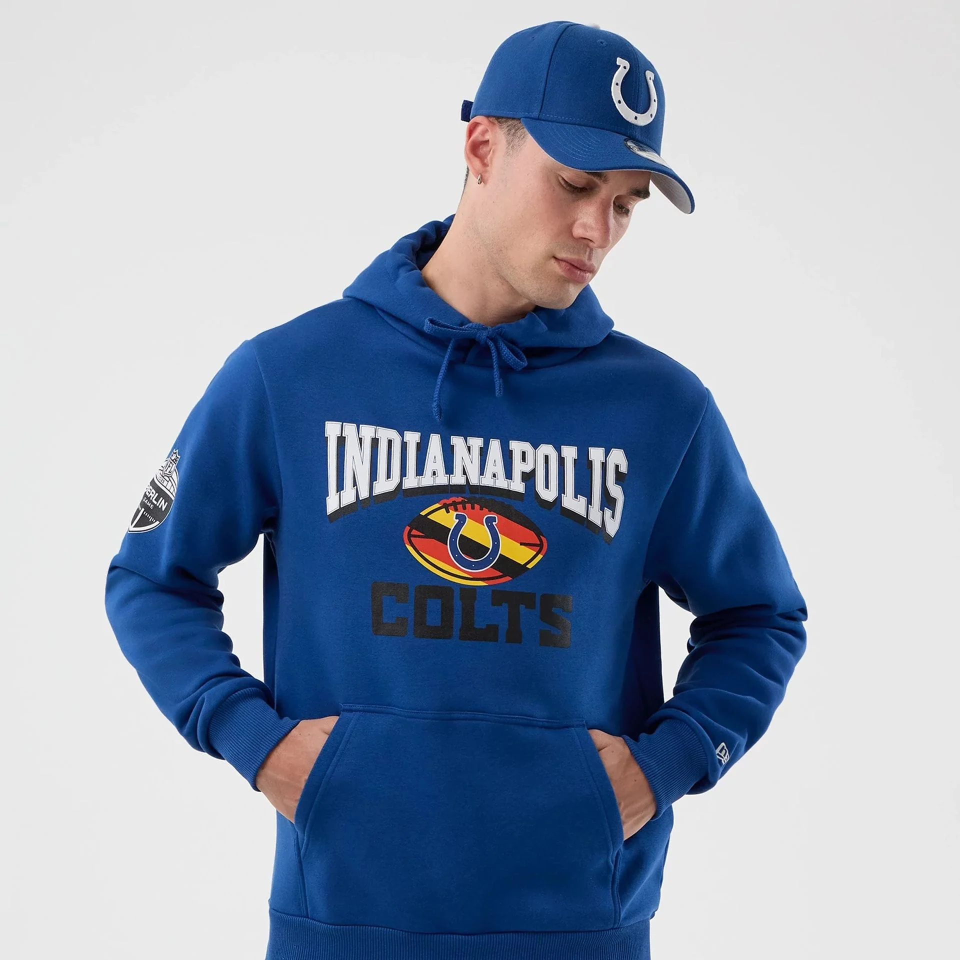 Indianapolis Colts NFL International Series Games Blue Pullover Hoodie - Image 3