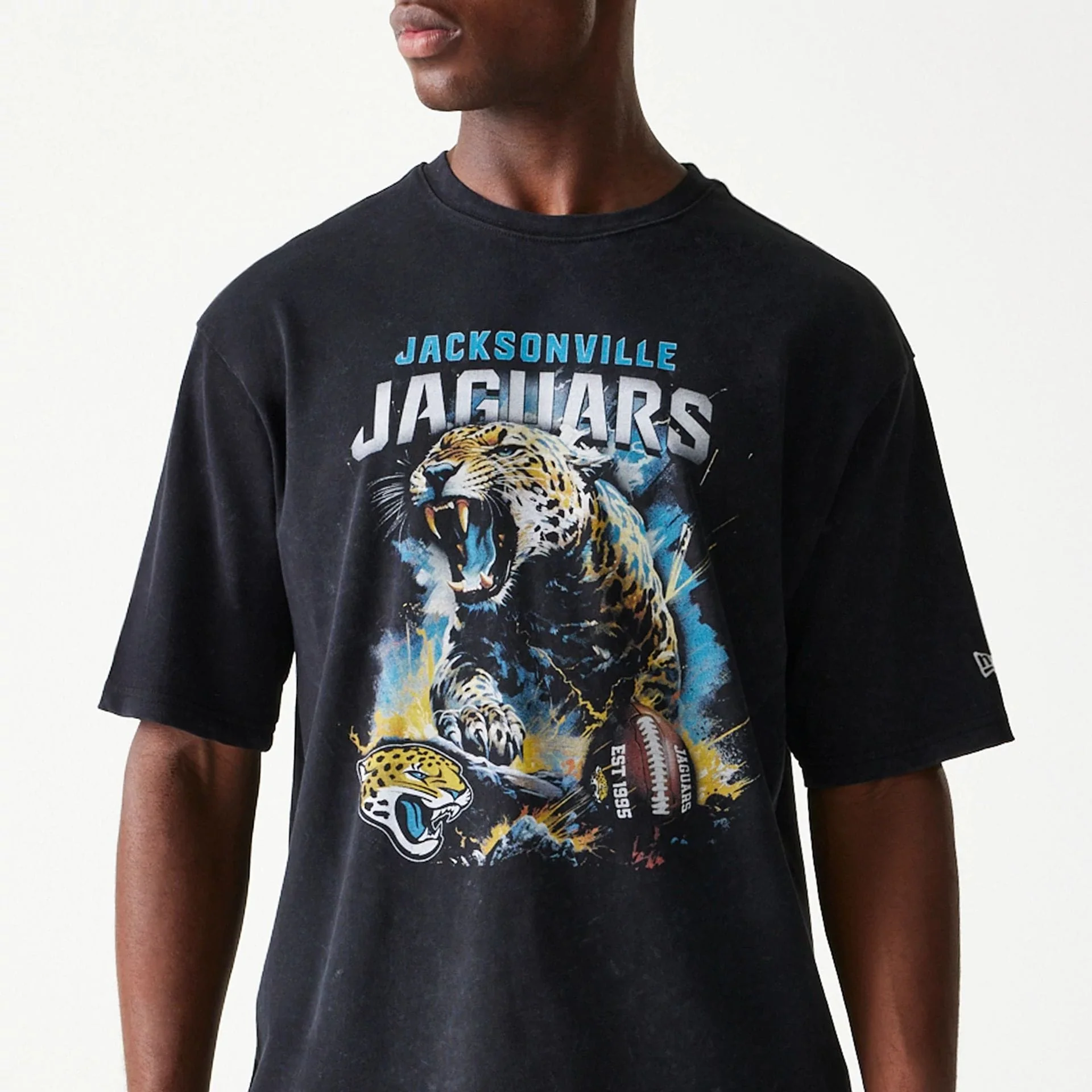 Jacksonville Jaguars NFL Games Premium Apparel Black Oversized T-Shirt - Image 2