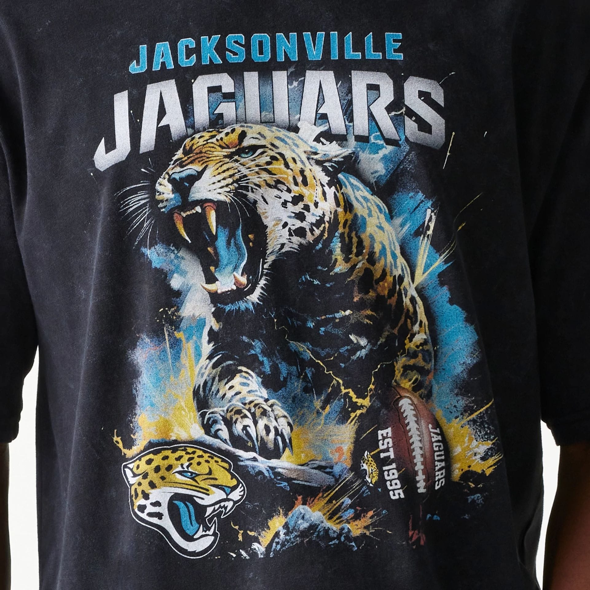 Jacksonville Jaguars NFL Games Premium Apparel Black Oversized T-Shirt - Image 5