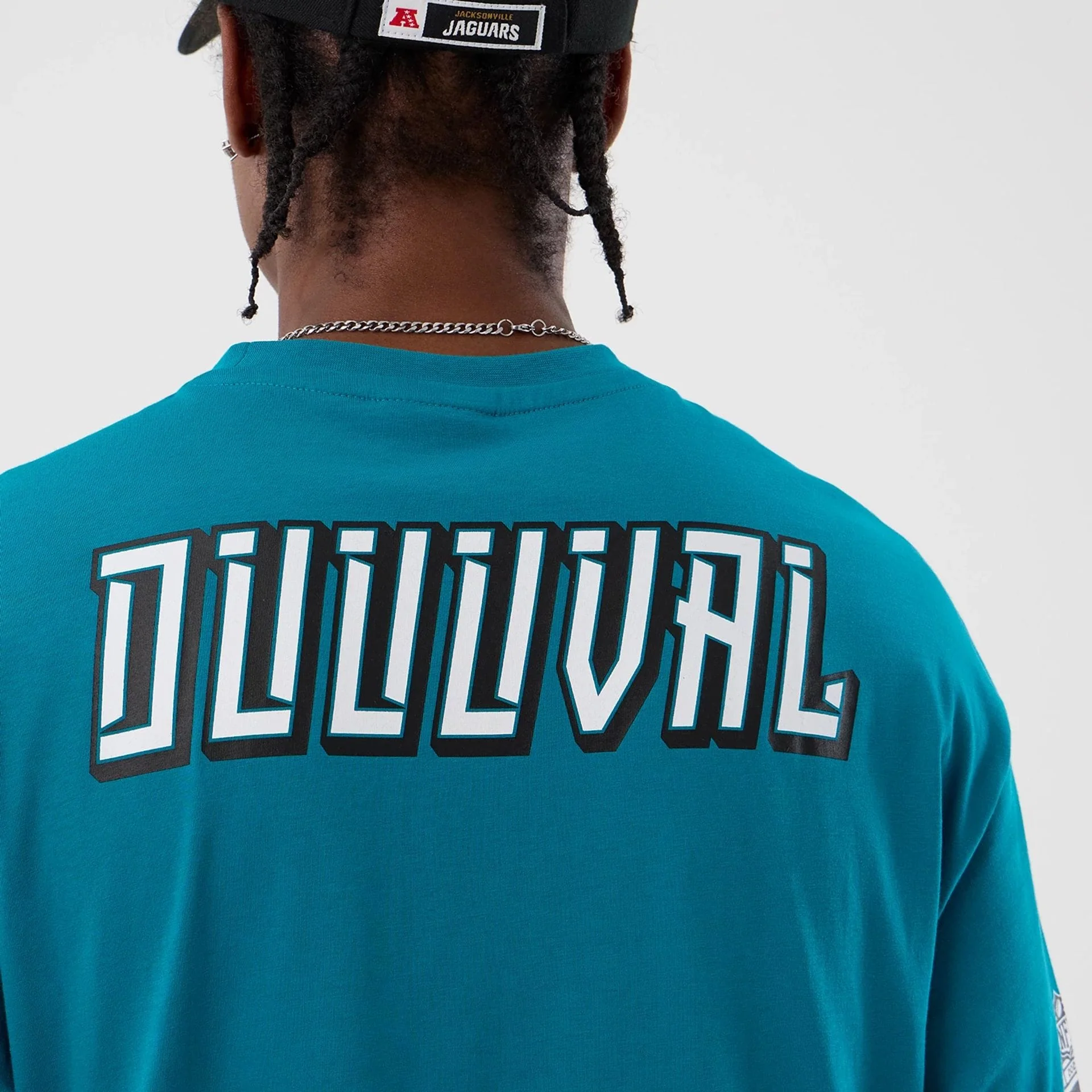 Jacksonville Jaguars NFL International Series Games Turquoise Oversized T-Shirt - Image 6