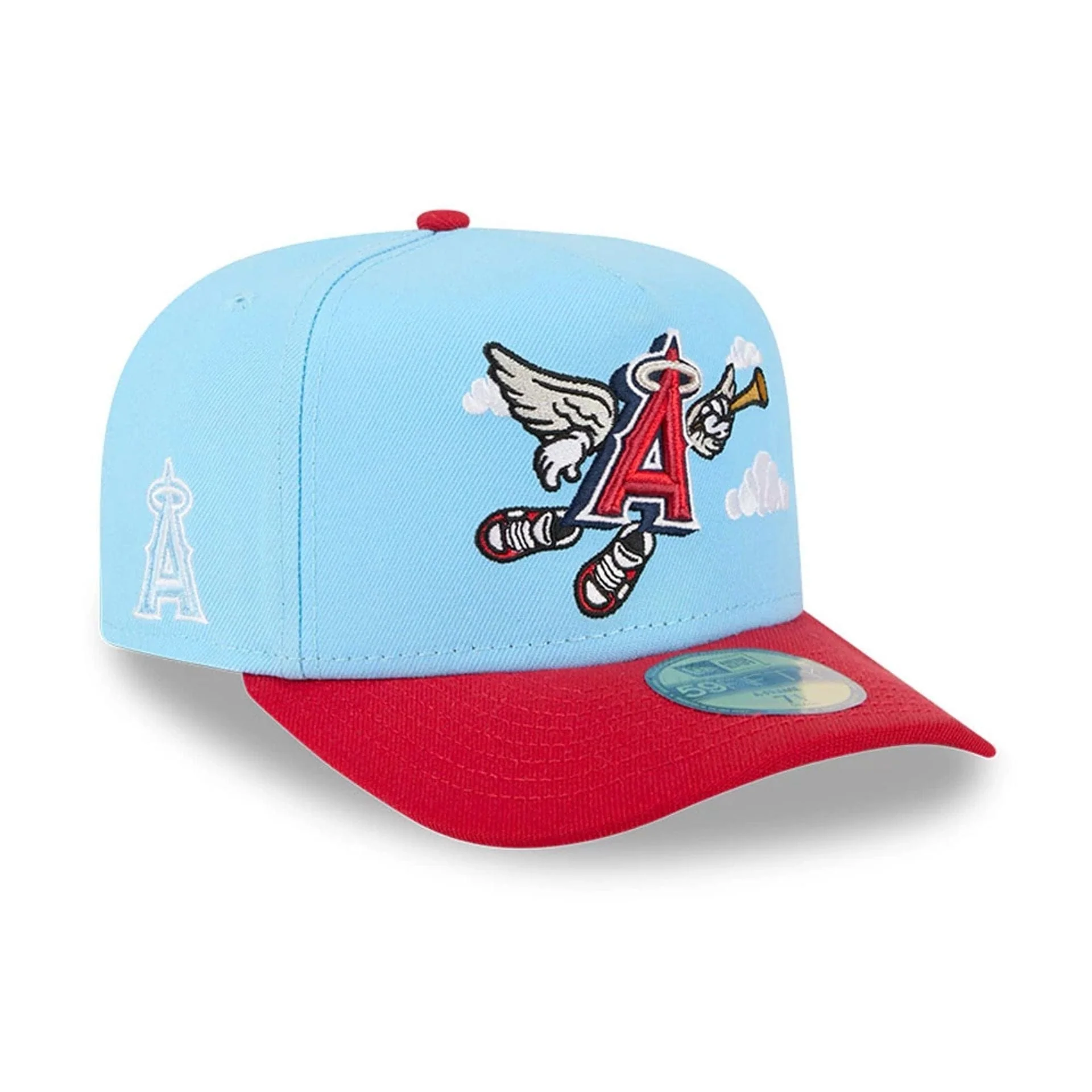 LA Angels MLB Cartoon Light Blue 59FIFTY A-Frame Fitted Cap - Image 4